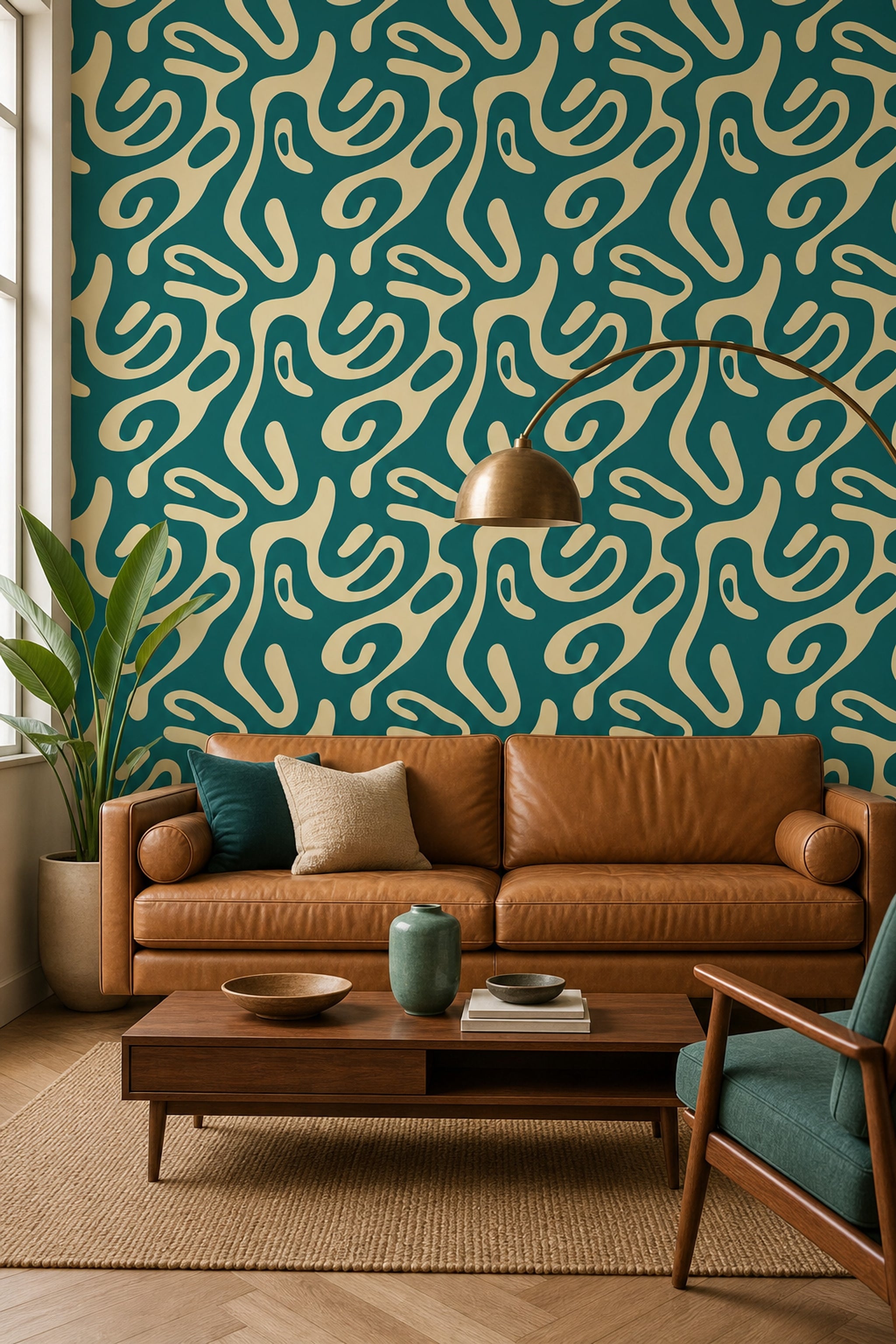 Mid Century Modern Wallpaper Abstract Pattern Mid Century Modern Decorative Mural
