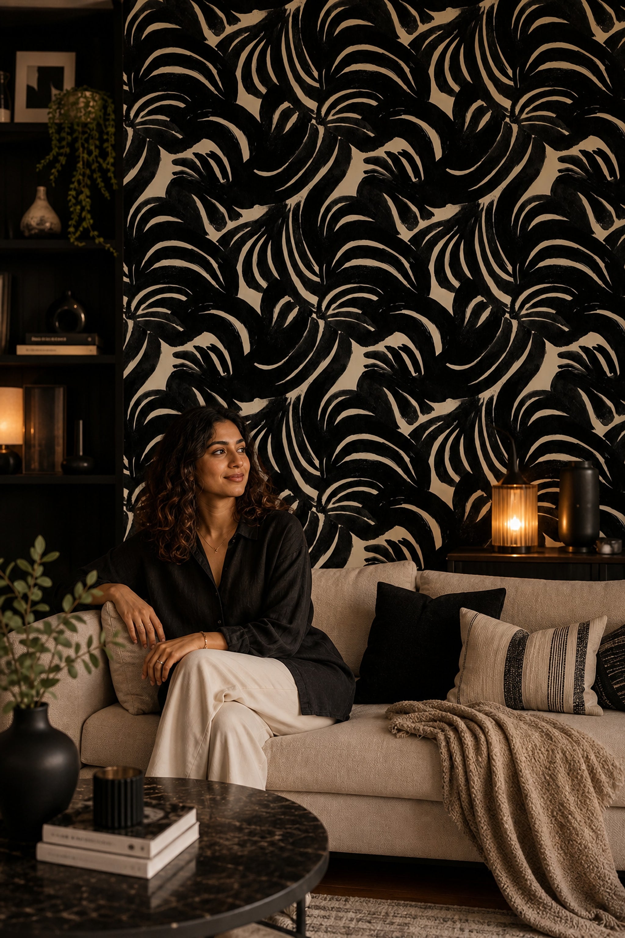 Abstract Pattern Wallpaper Ink Brush Removable Modern Art Wall Double Roll