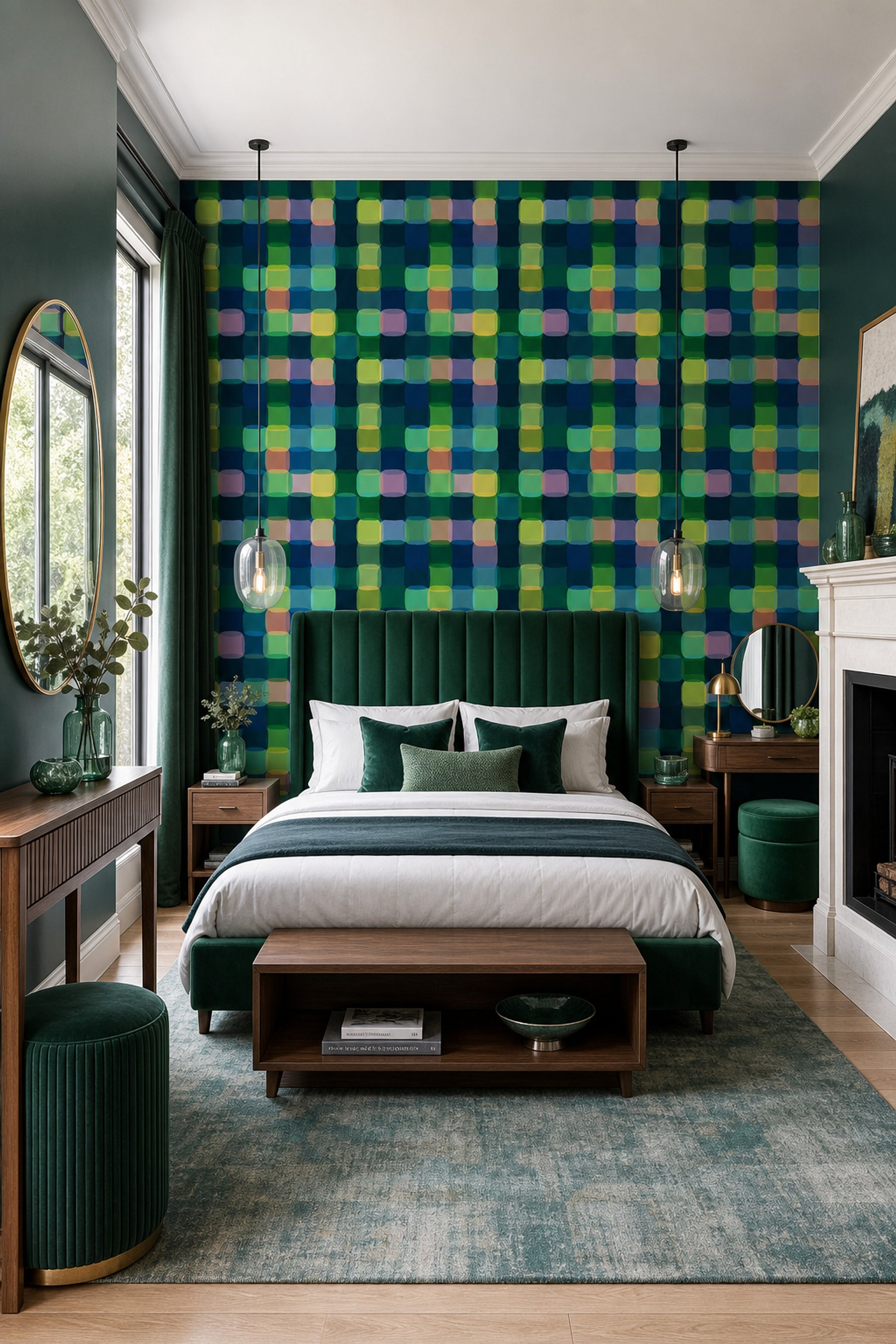 Abstract Wallpaper Geometric Rounded Rectangles Removable Wall Decor