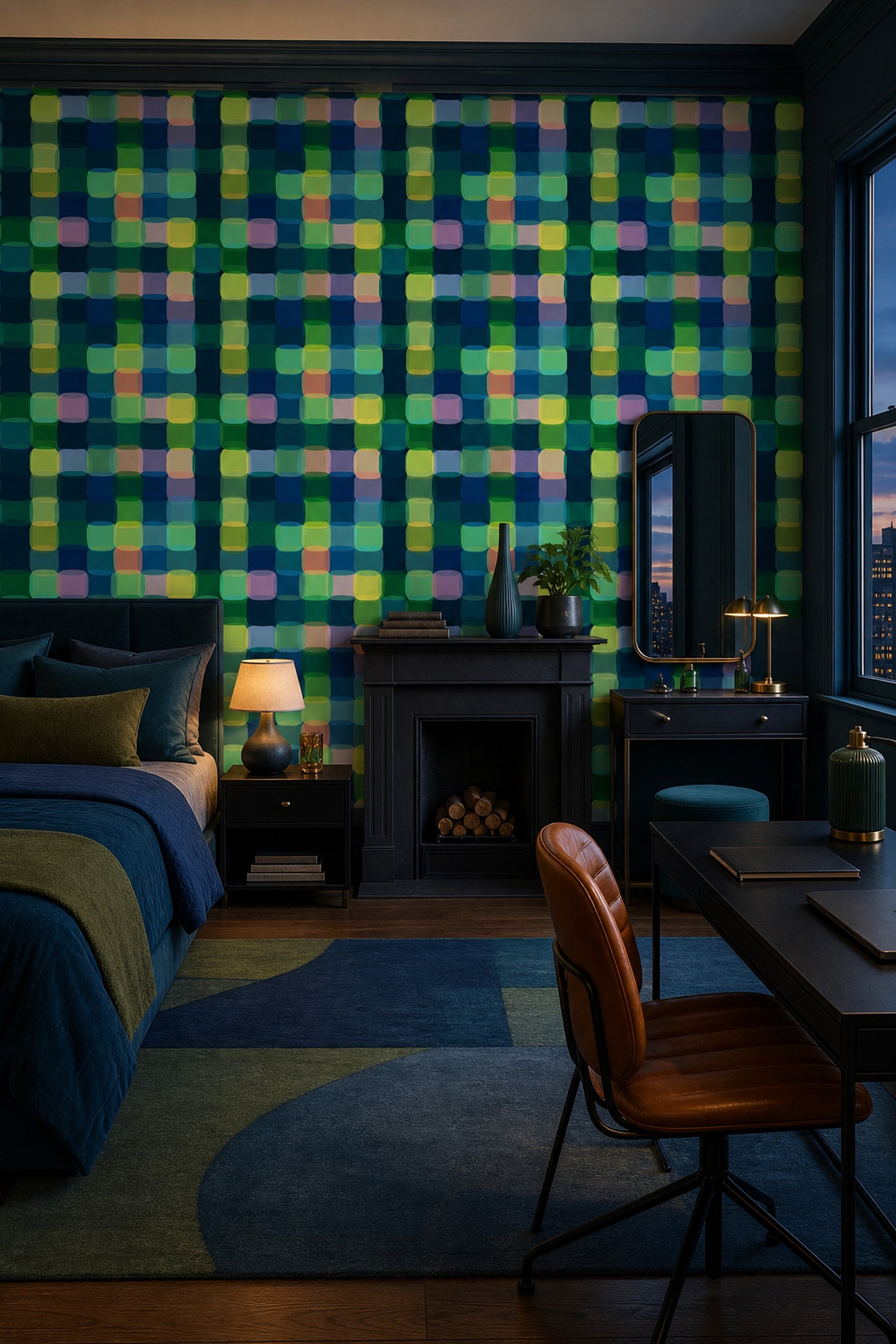 Abstract Wallpaper Geometric Rounded Rectangles Removable Wall Decor