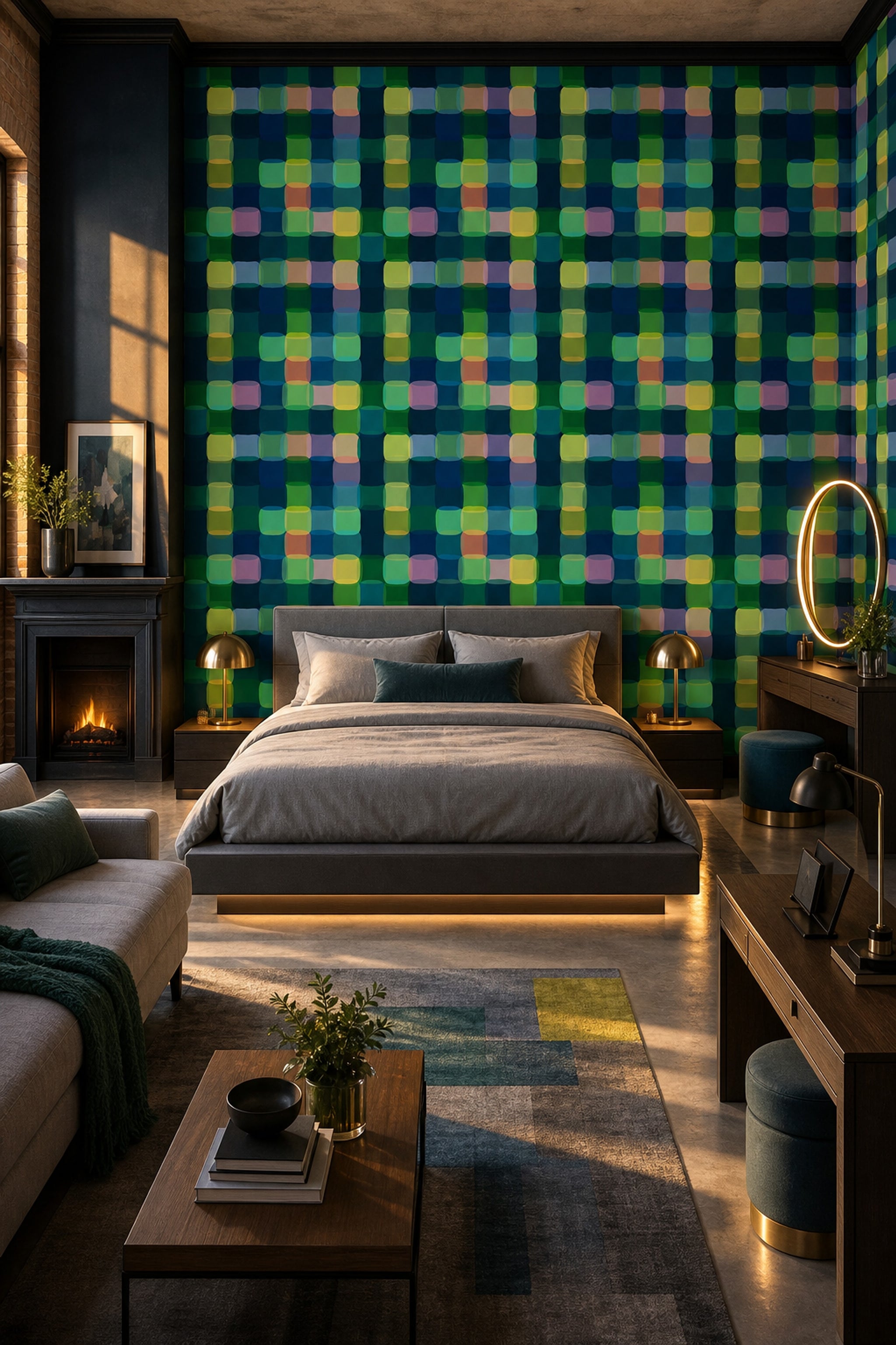 Abstract Wallpaper Geometric Rounded Rectangles Removable Wall Decor