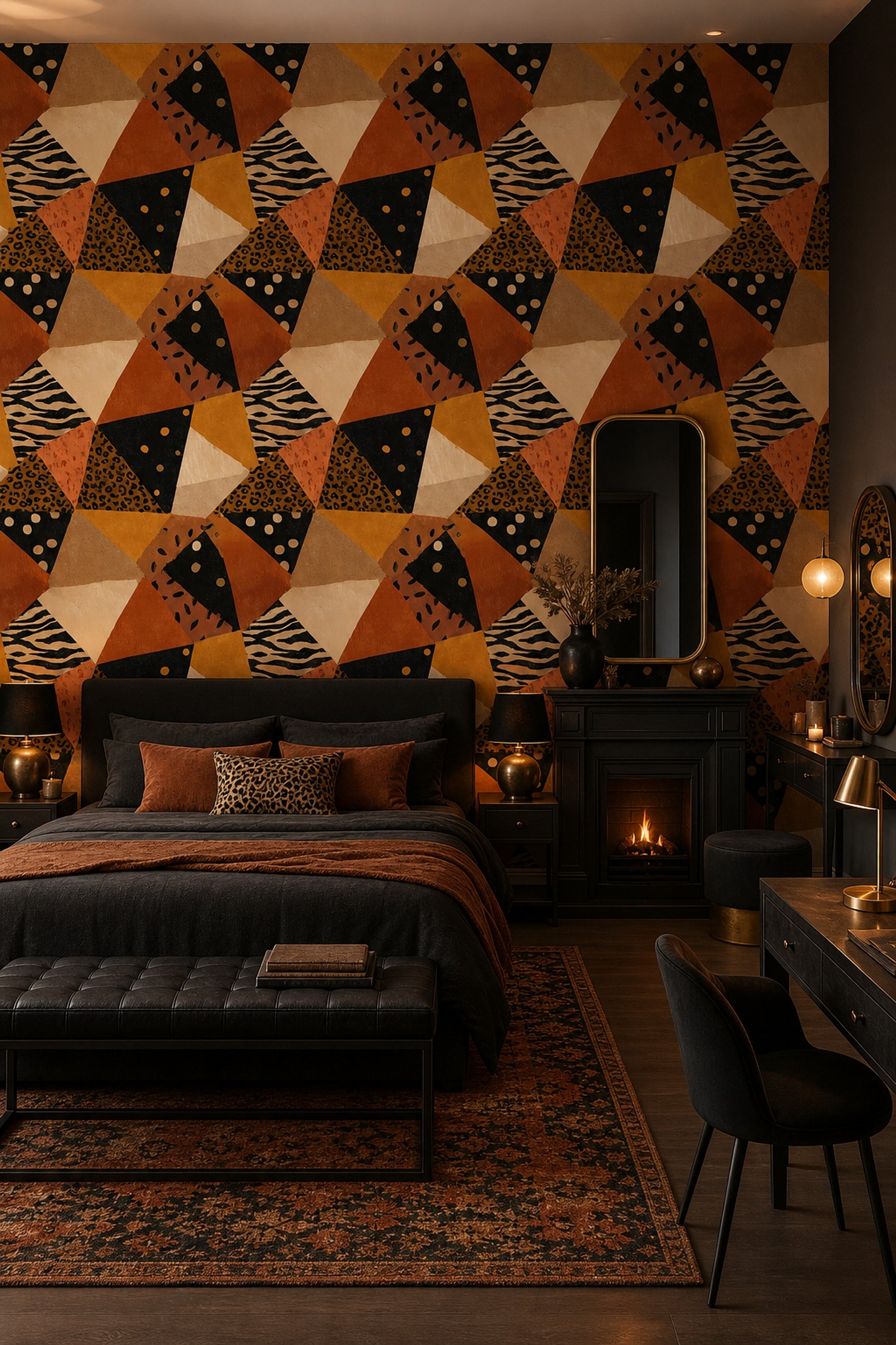 Abstract Geometric Collage Wallpaper Animal Print Mix Polka Dots Decorative Mural