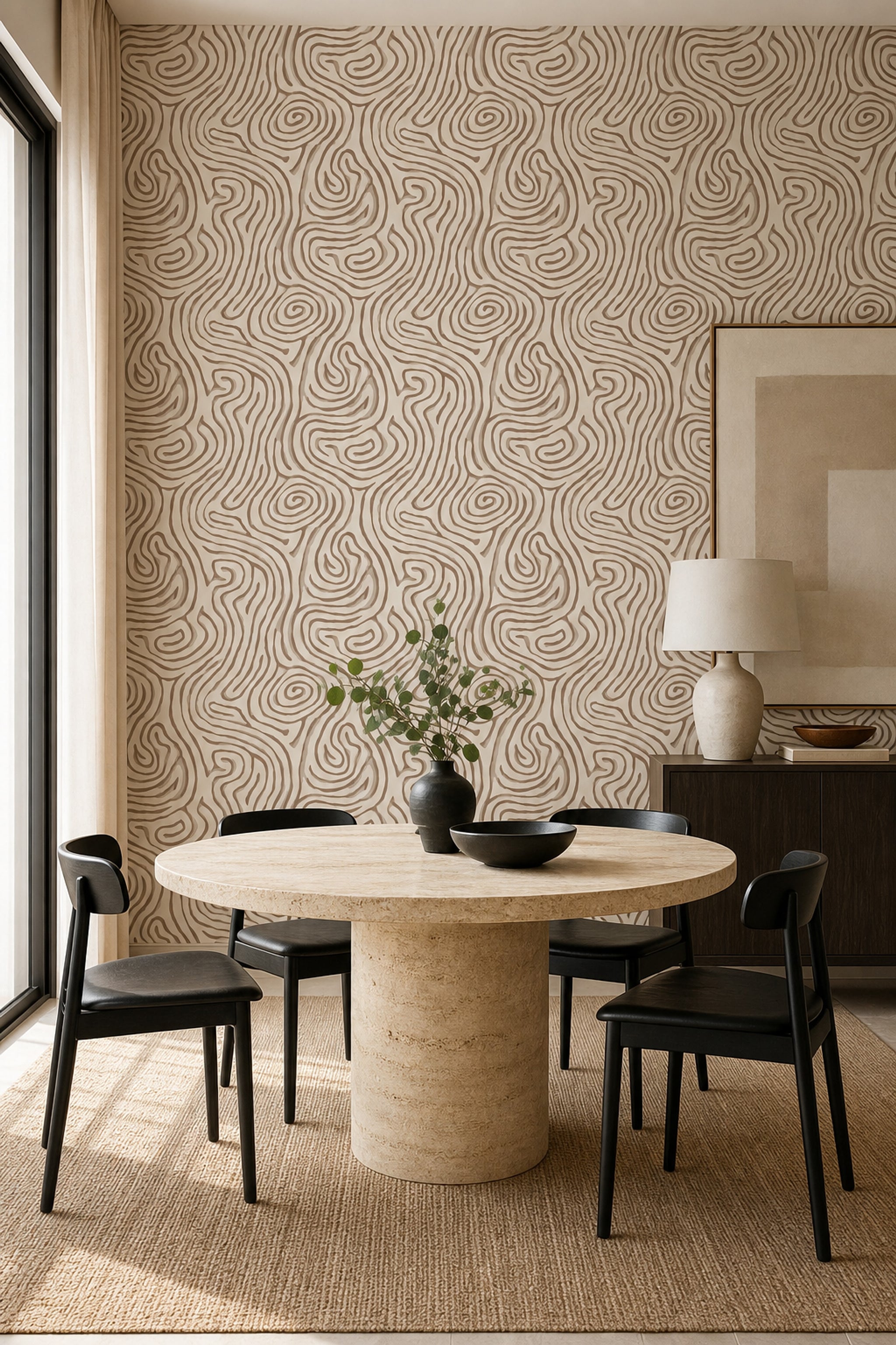 Topographic Lines Wallpaper Contour Map Organic Curves Removable Wall Decor