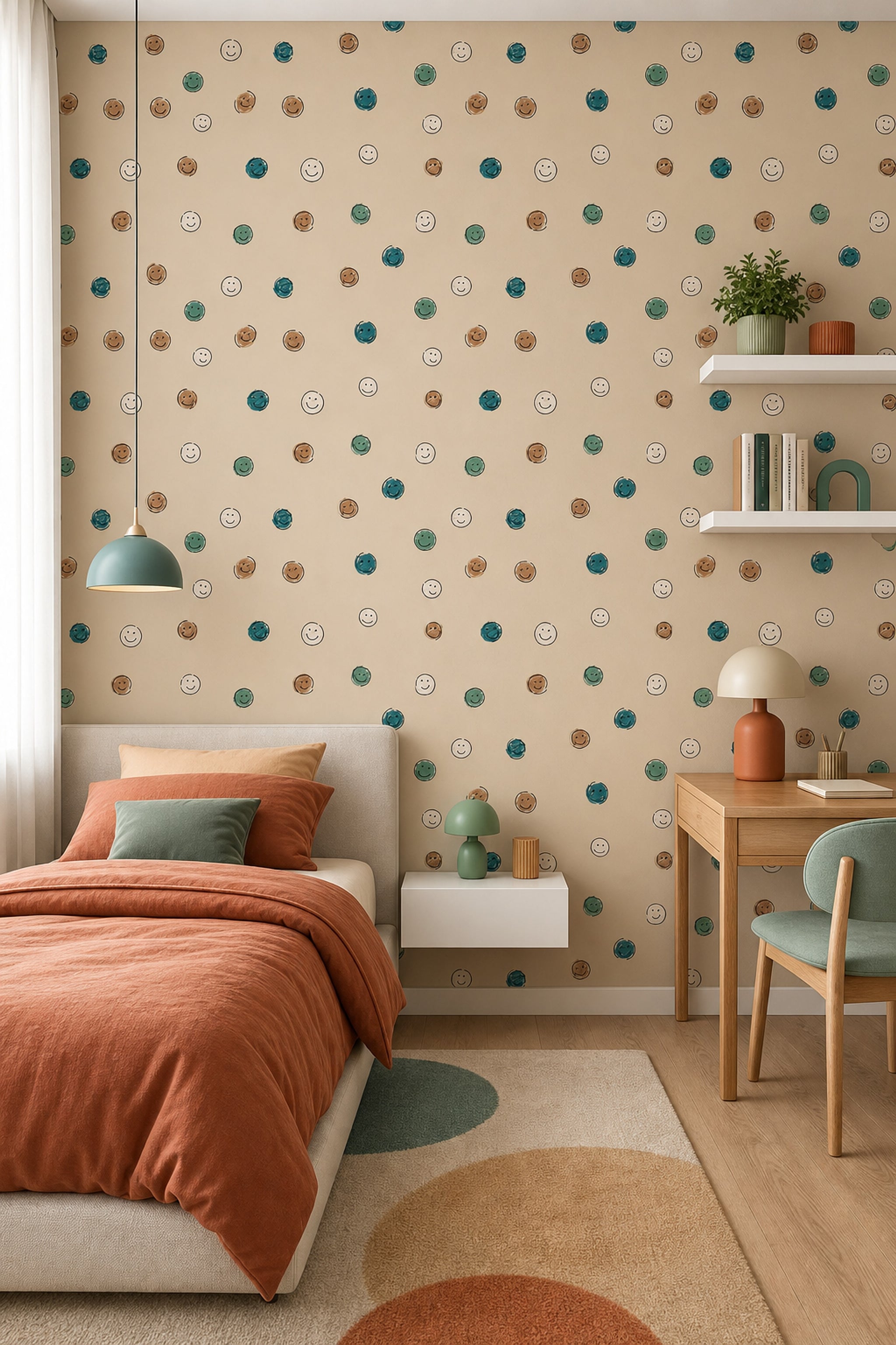 Smiley Faces Wallpaper Hand Drawn Removable Scribble Texture Wall Double Roll