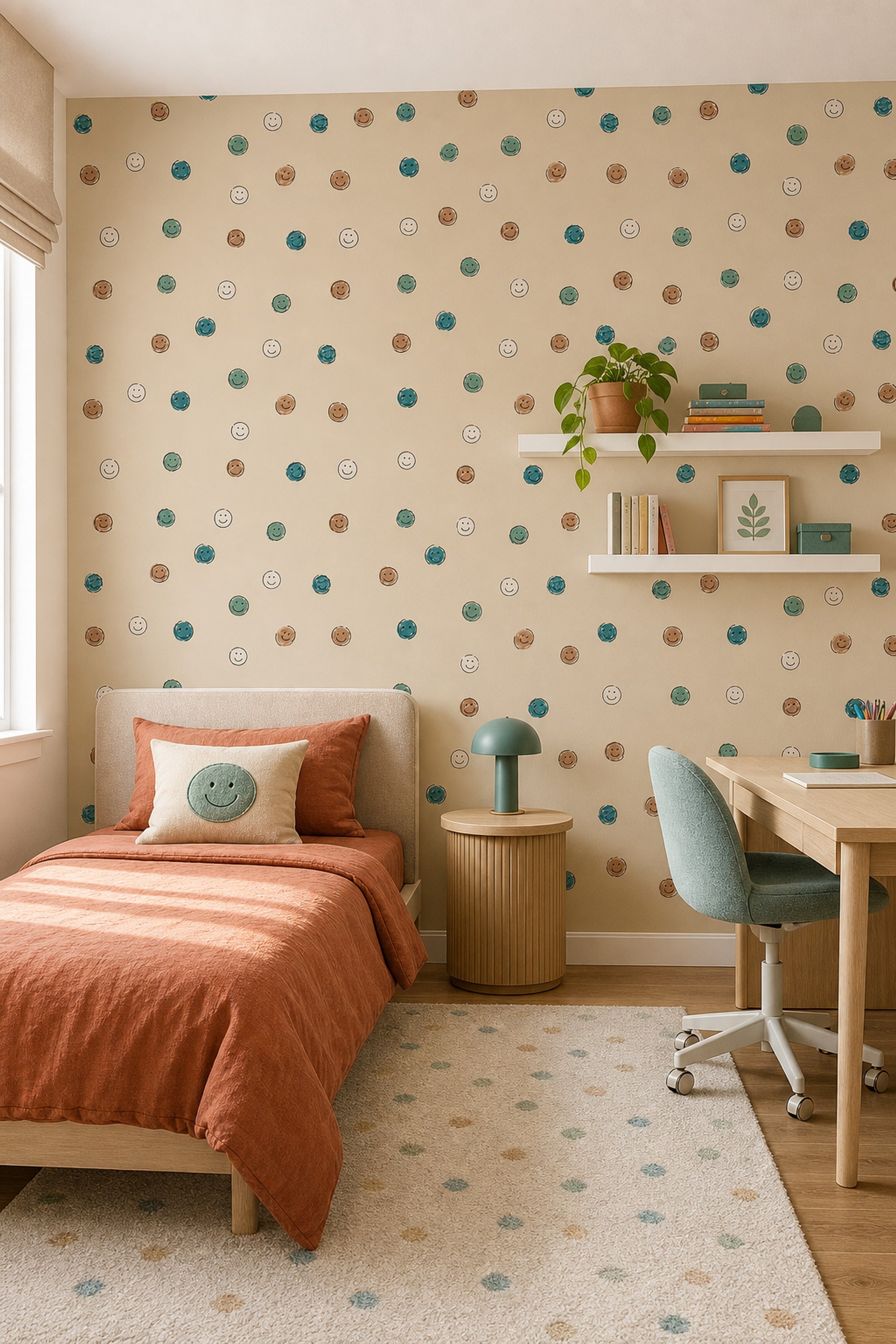Smiley Faces Wallpaper Hand Drawn Removable Scribble Texture Wall Double Roll
