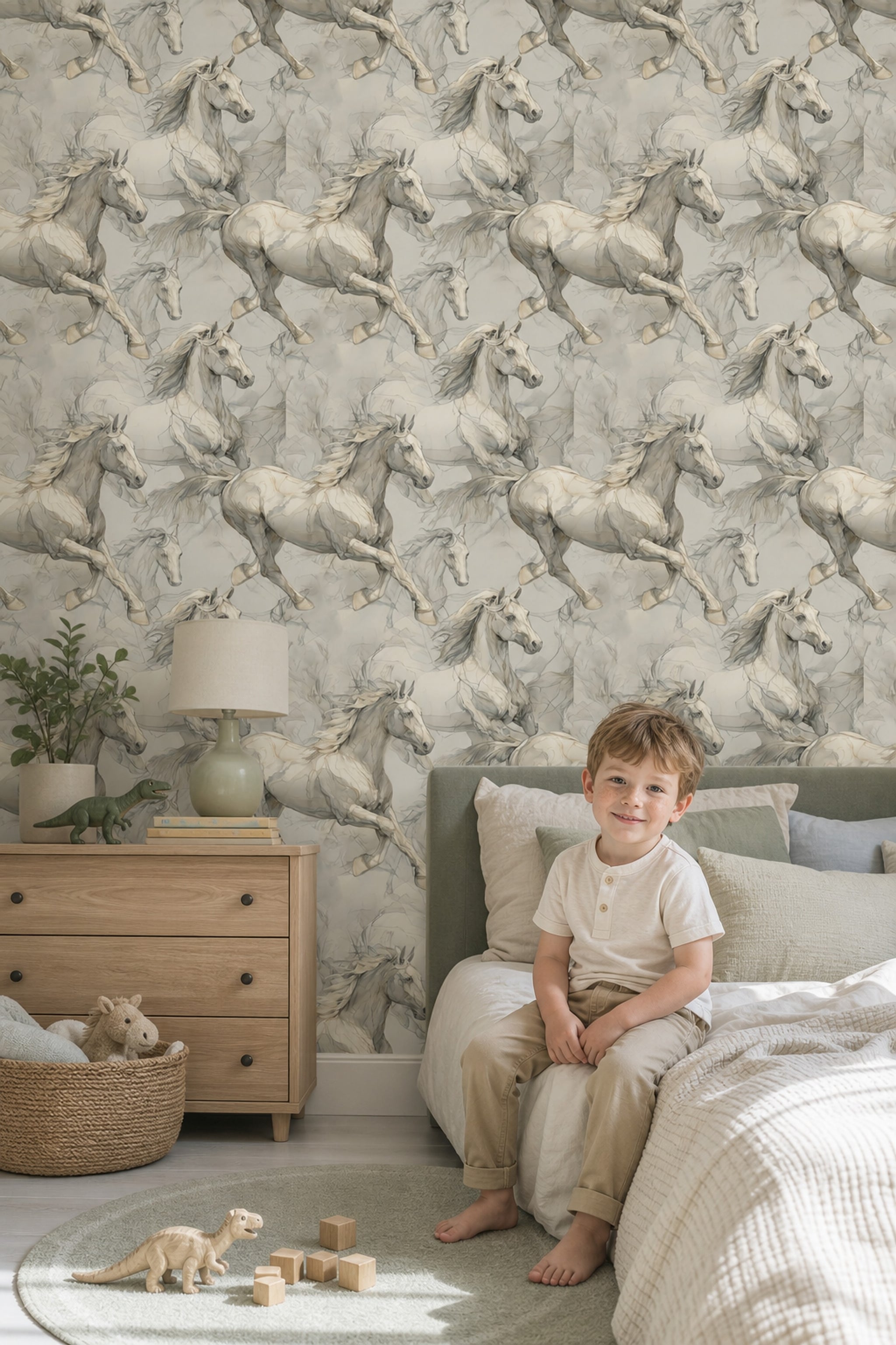 Horse Wallpaper Equine Removable Line Art Wall Double Roll