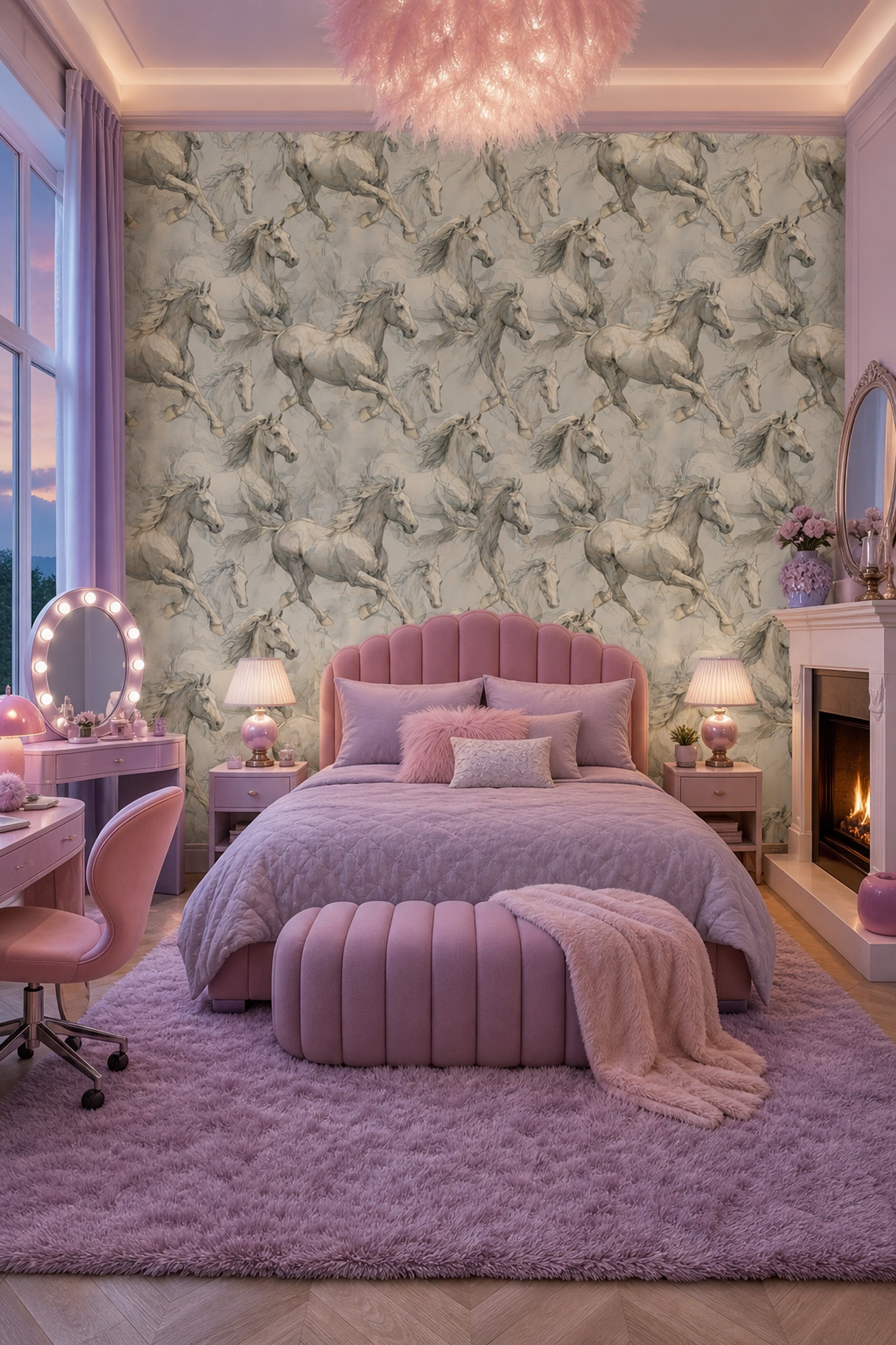 Horse Wallpaper Equine Removable Line Art Wall Double Roll