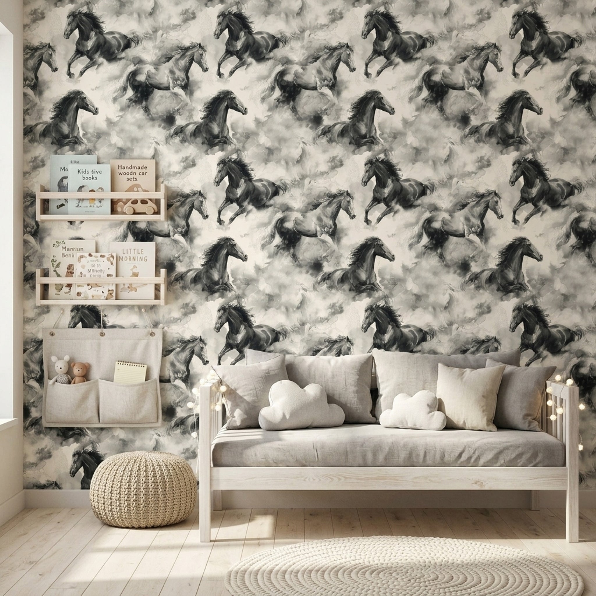 Galloping Wallpaper Watercolor Wash Ink Sketch Decorative Mural
