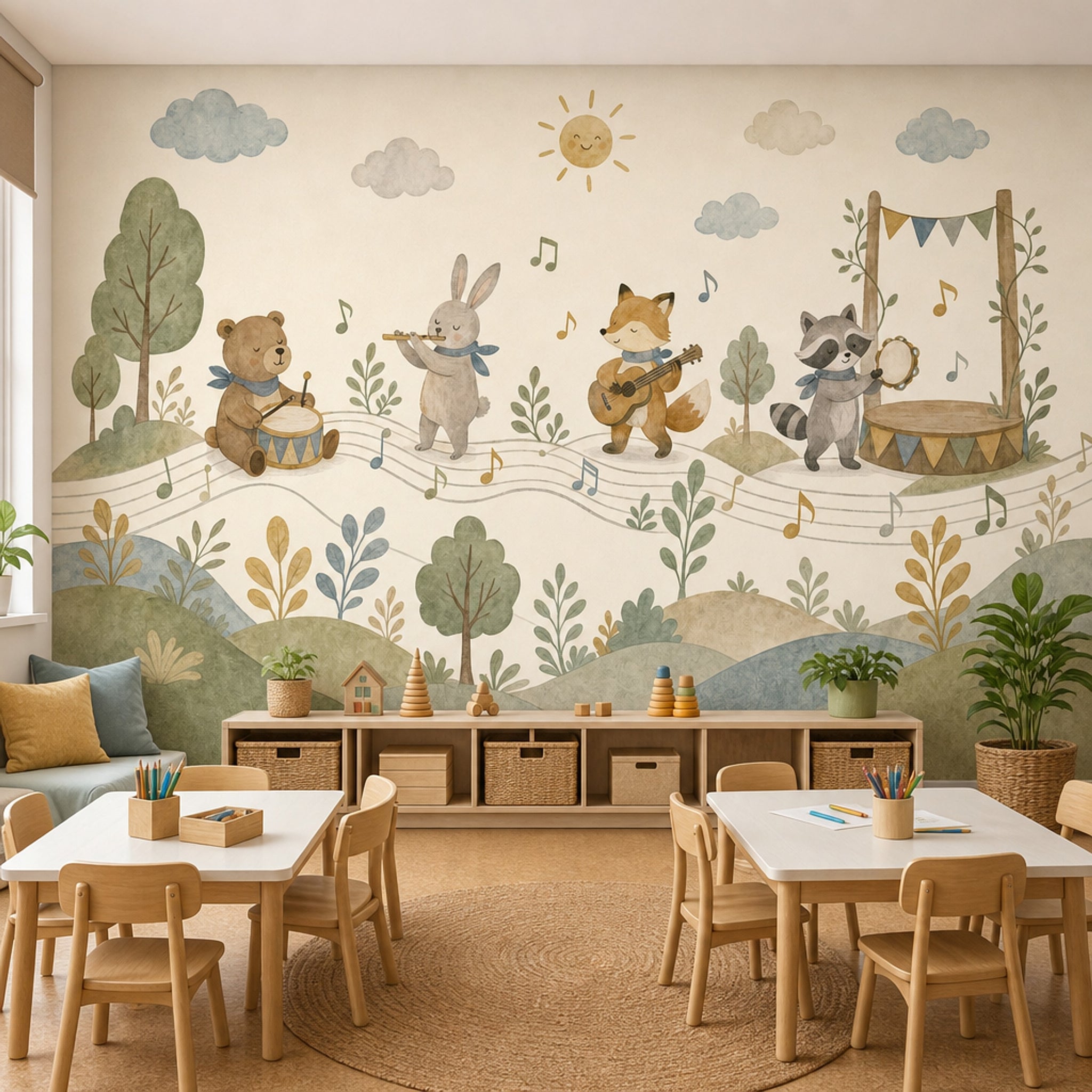Watercolor Texture Wallpaper Pastel Removable Kids Wall Decor
