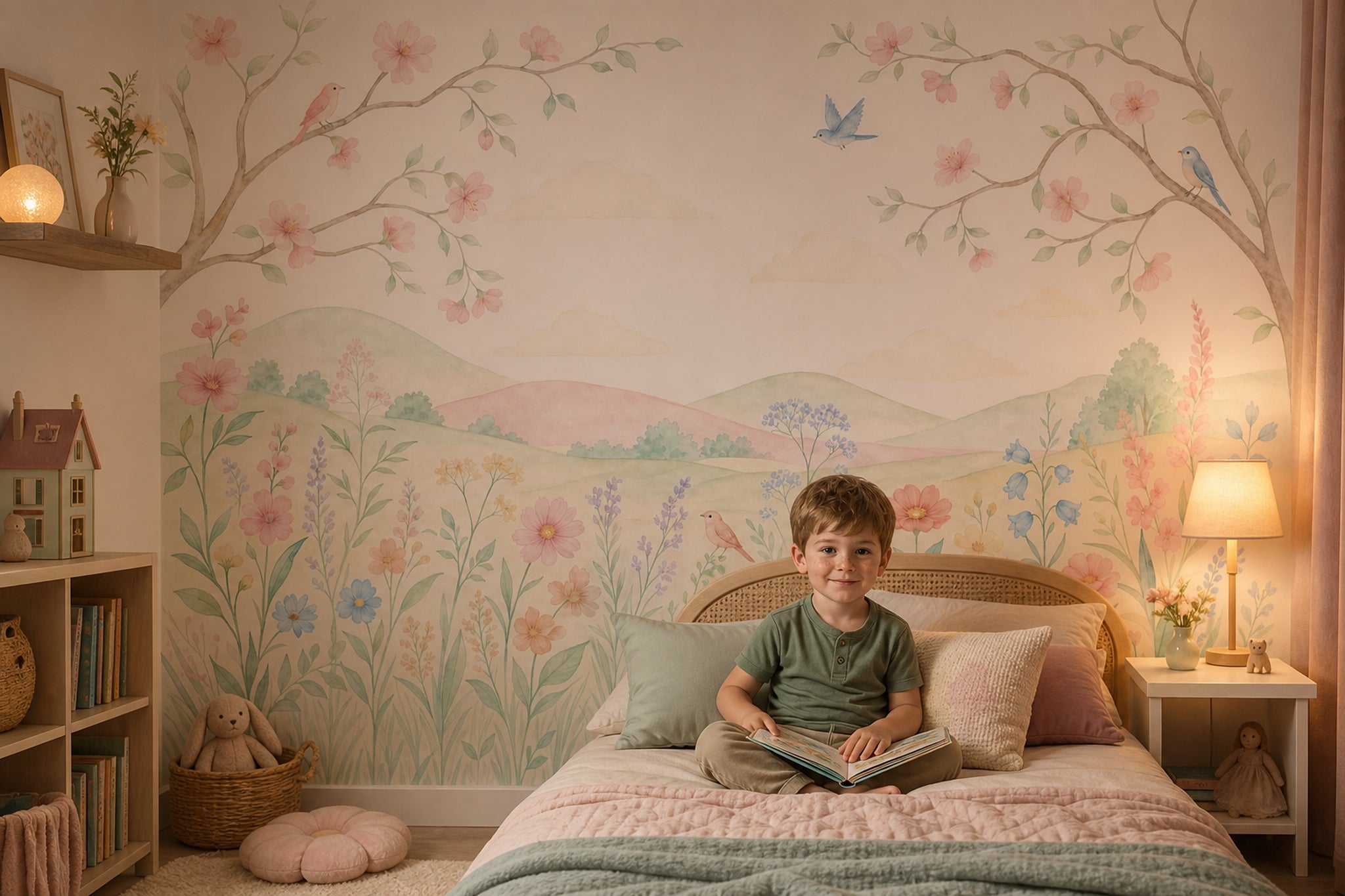 Watercolor Texture Wallpaper Muted Green Watercolor Texture Wall Mural