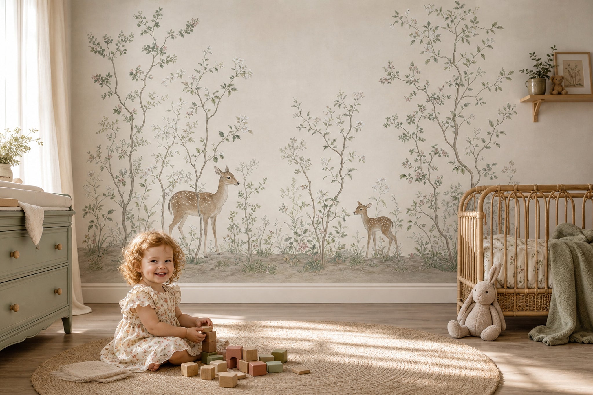 Woodland Wallpaper Deer Vintage Nature Wall Mural