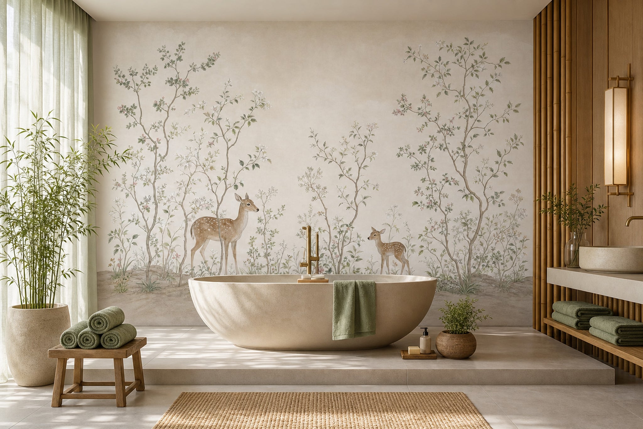 Woodland Wallpaper Deer Vintage Nature Wall Mural