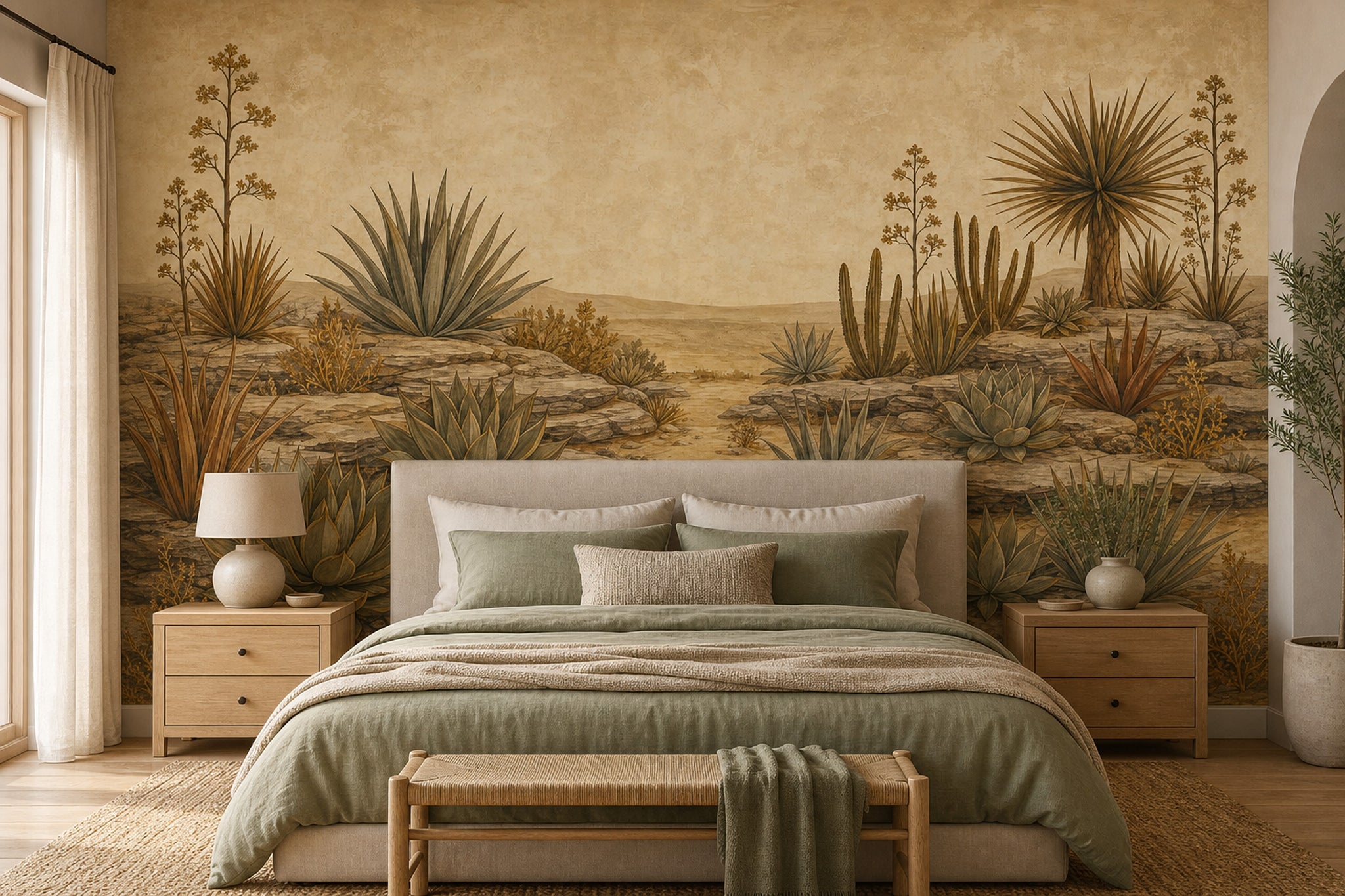 Desert Landscape Wallpaper Agave Plants Southwestern Wall Mural