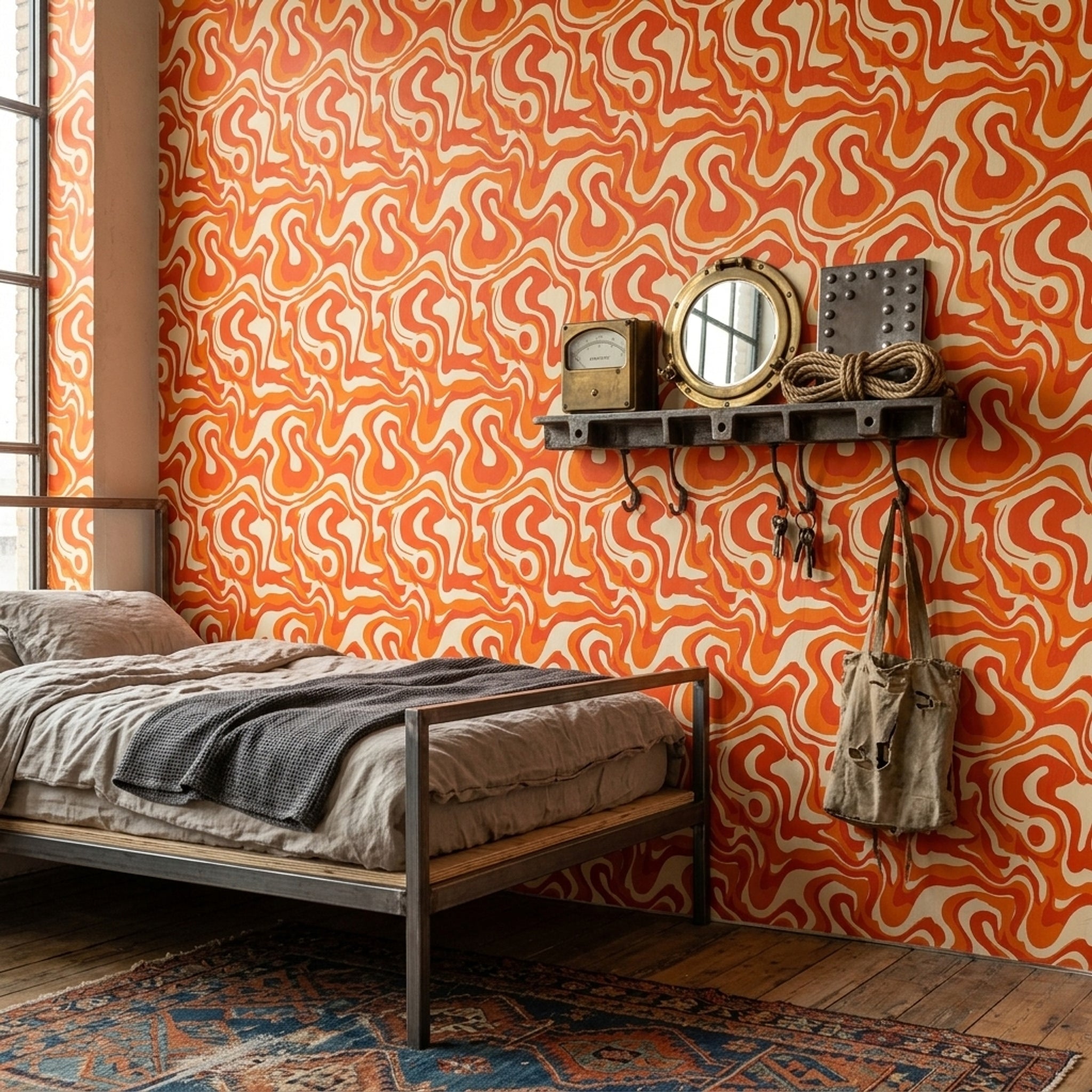 Mid Century Modern Wallpaper Retro Removable Abstract Wall Double Roll