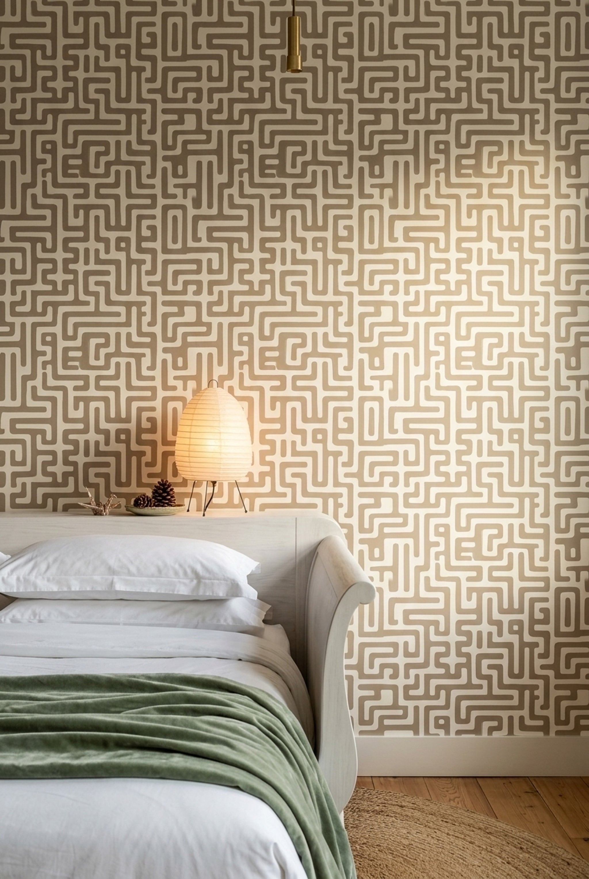 White Background Wallpaper Mid Century Modern Removable Wall Double Roll