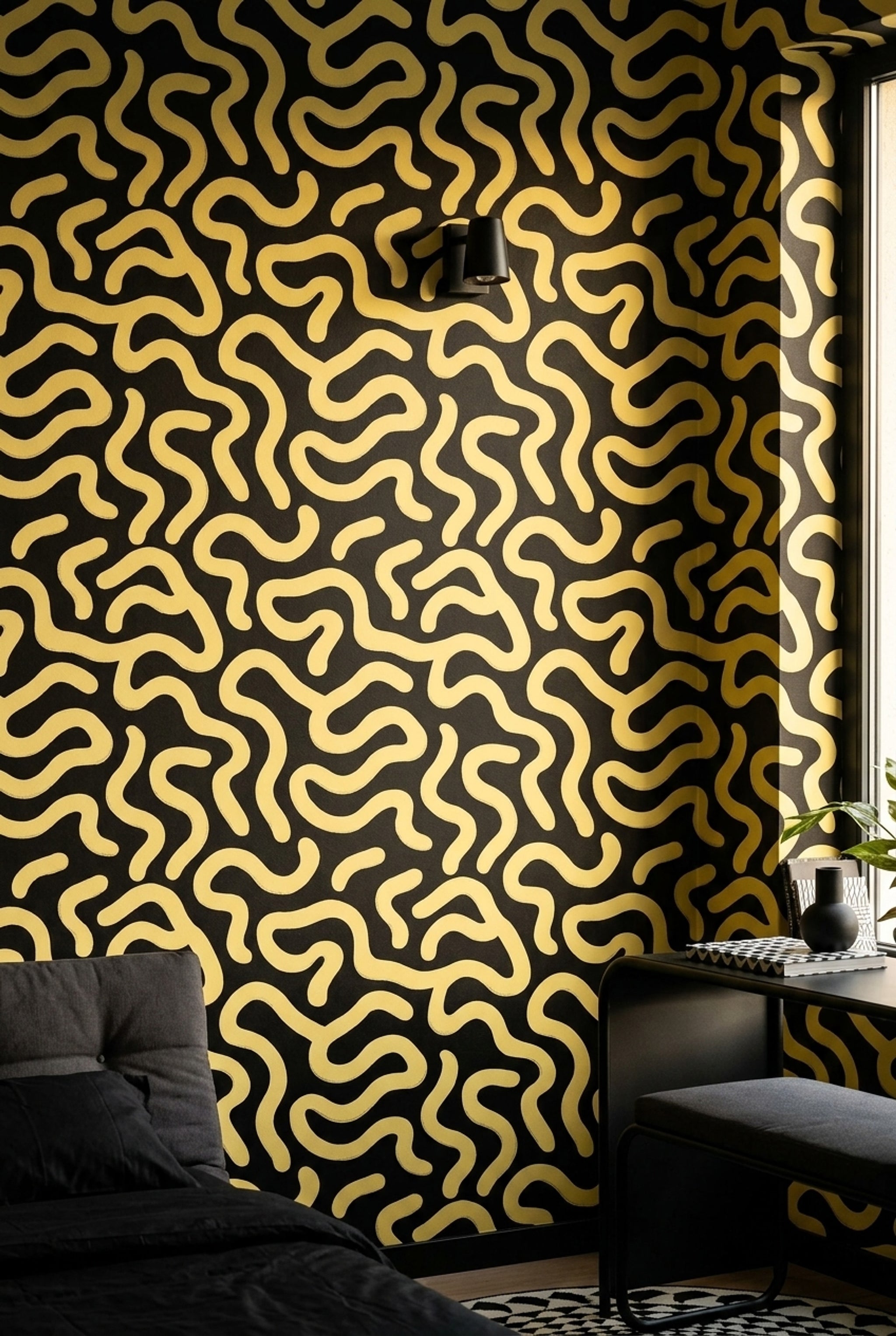 Solid Black Wallpaper Abstract Modern Removable Wall Decor