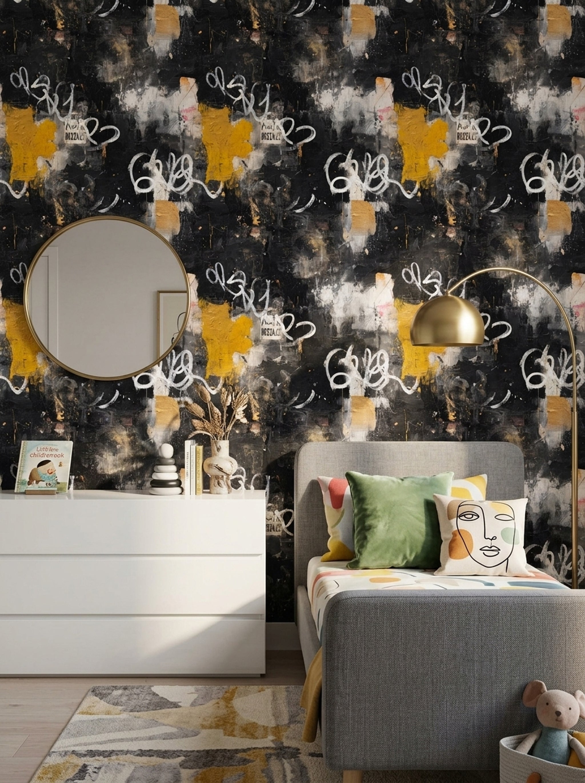 Graffiti Wallpaper Dark Removable Abstract Wall Double Roll
