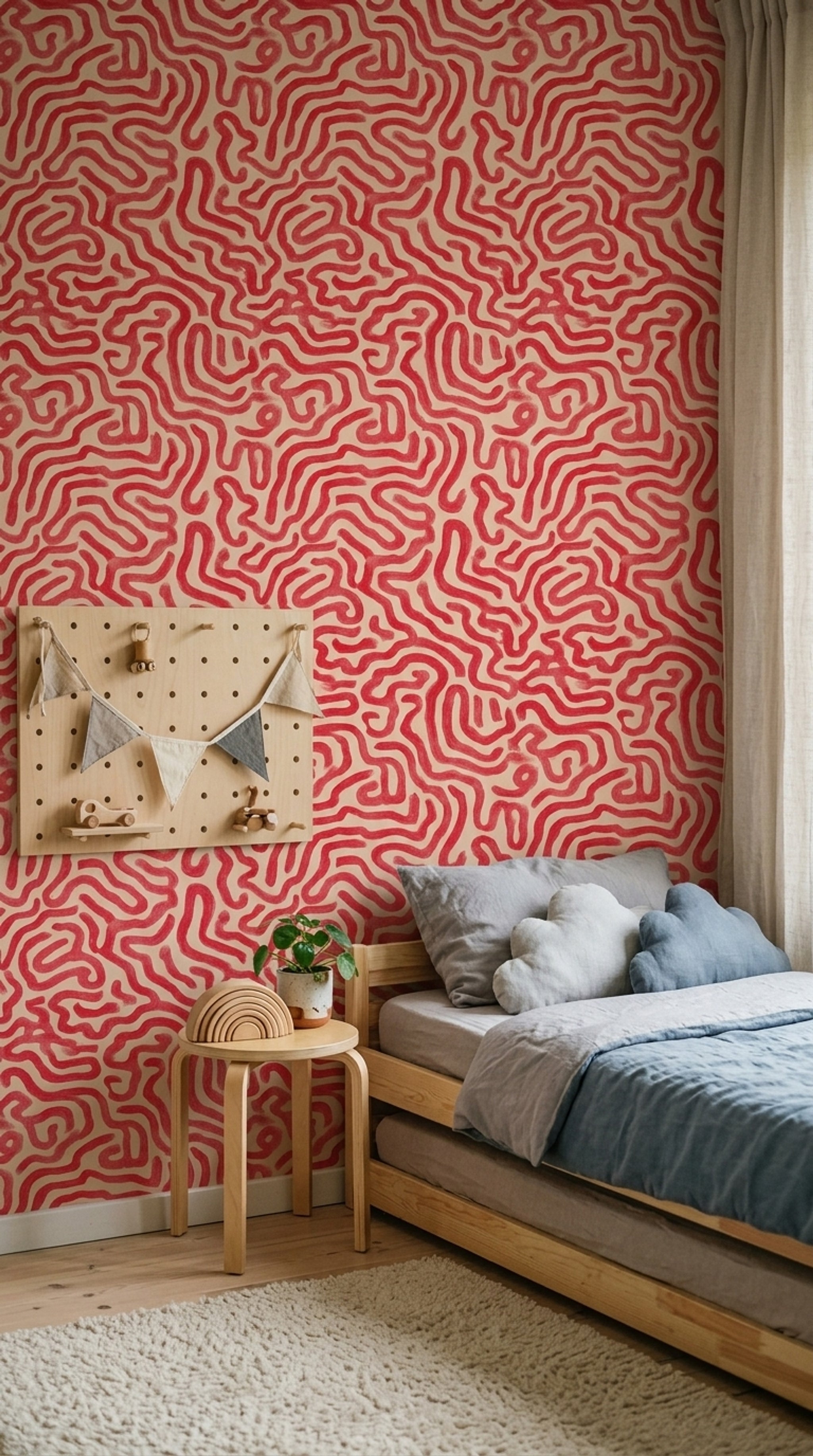 Abstract Pattern Wallpaper Organic Stripes Gestural Removable Wall Decor