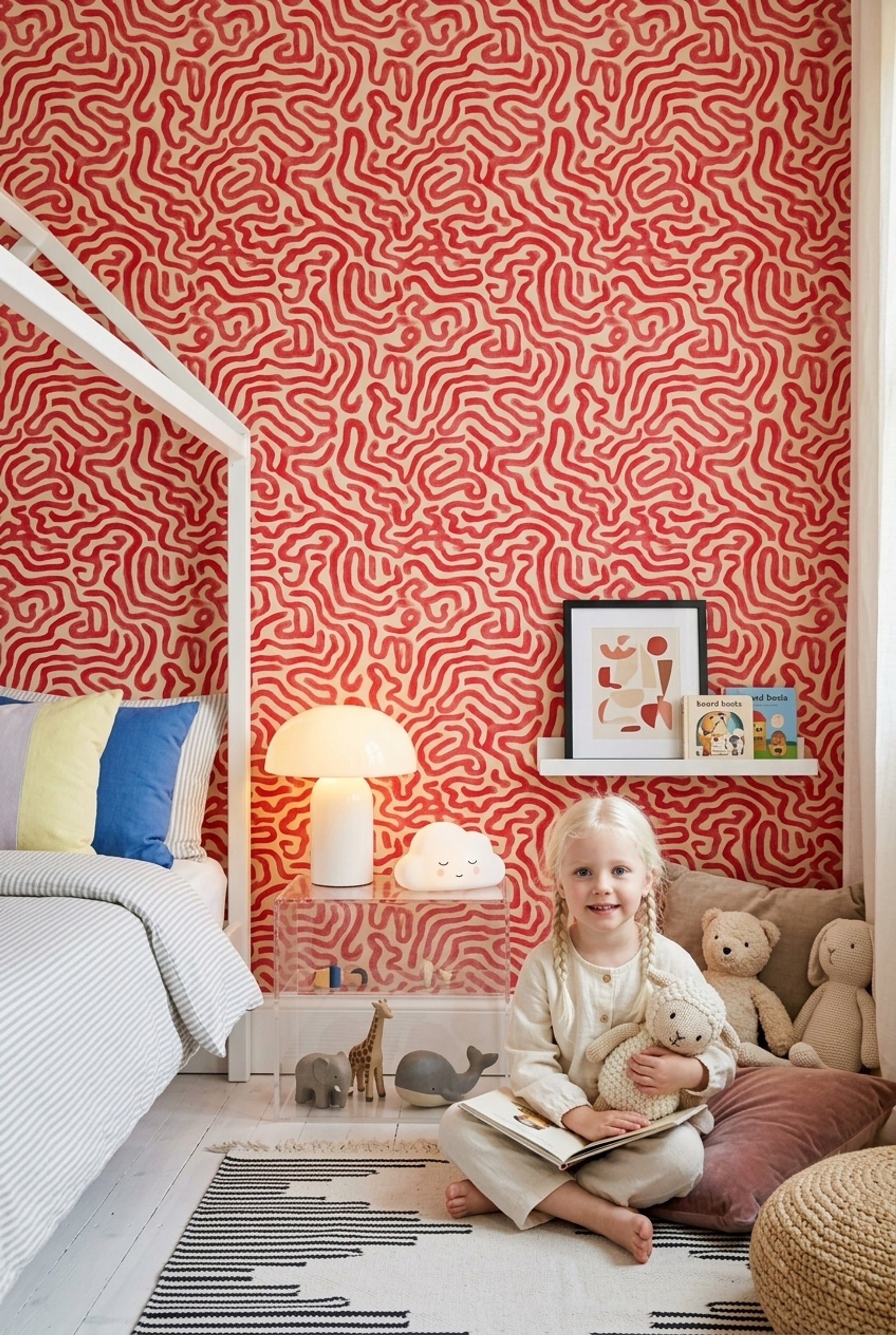 Abstract Pattern Wallpaper Organic Stripes Gestural Removable Wall Decor
