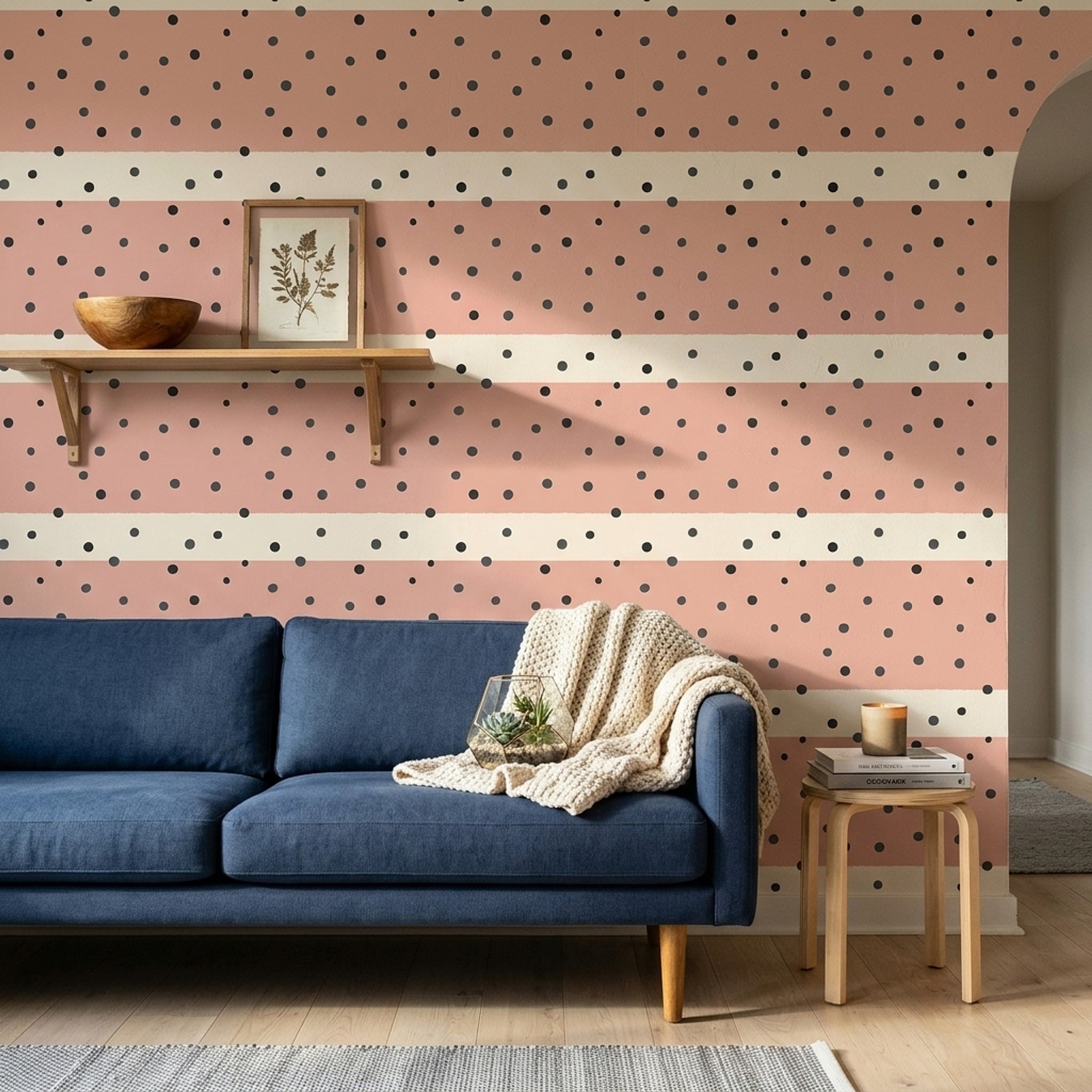 Polka Dots Wallpaper Blush Pink Minimalist Removable Wall Decor