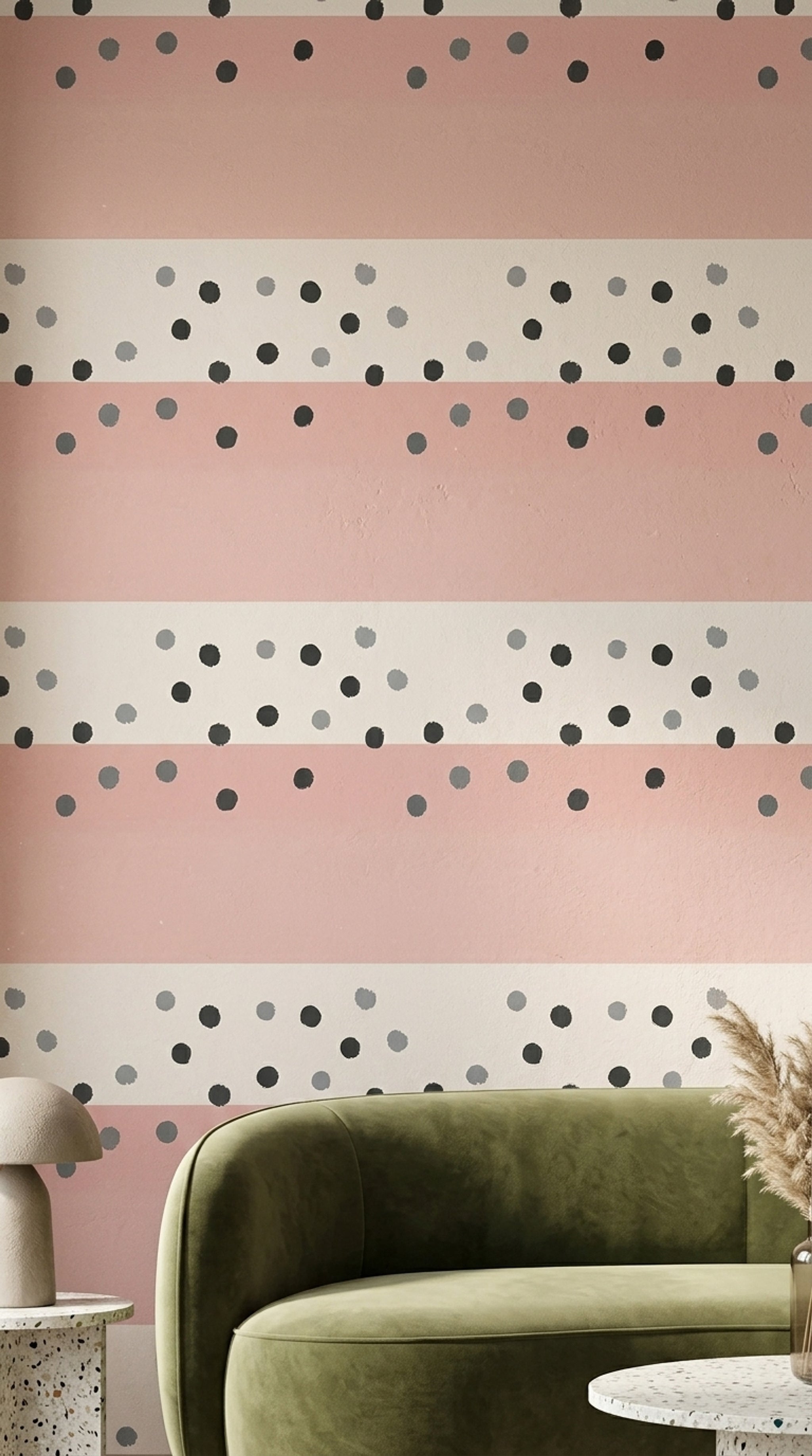 Abstract Wallpaper Polka Dots Blush Pink Decorative Mural