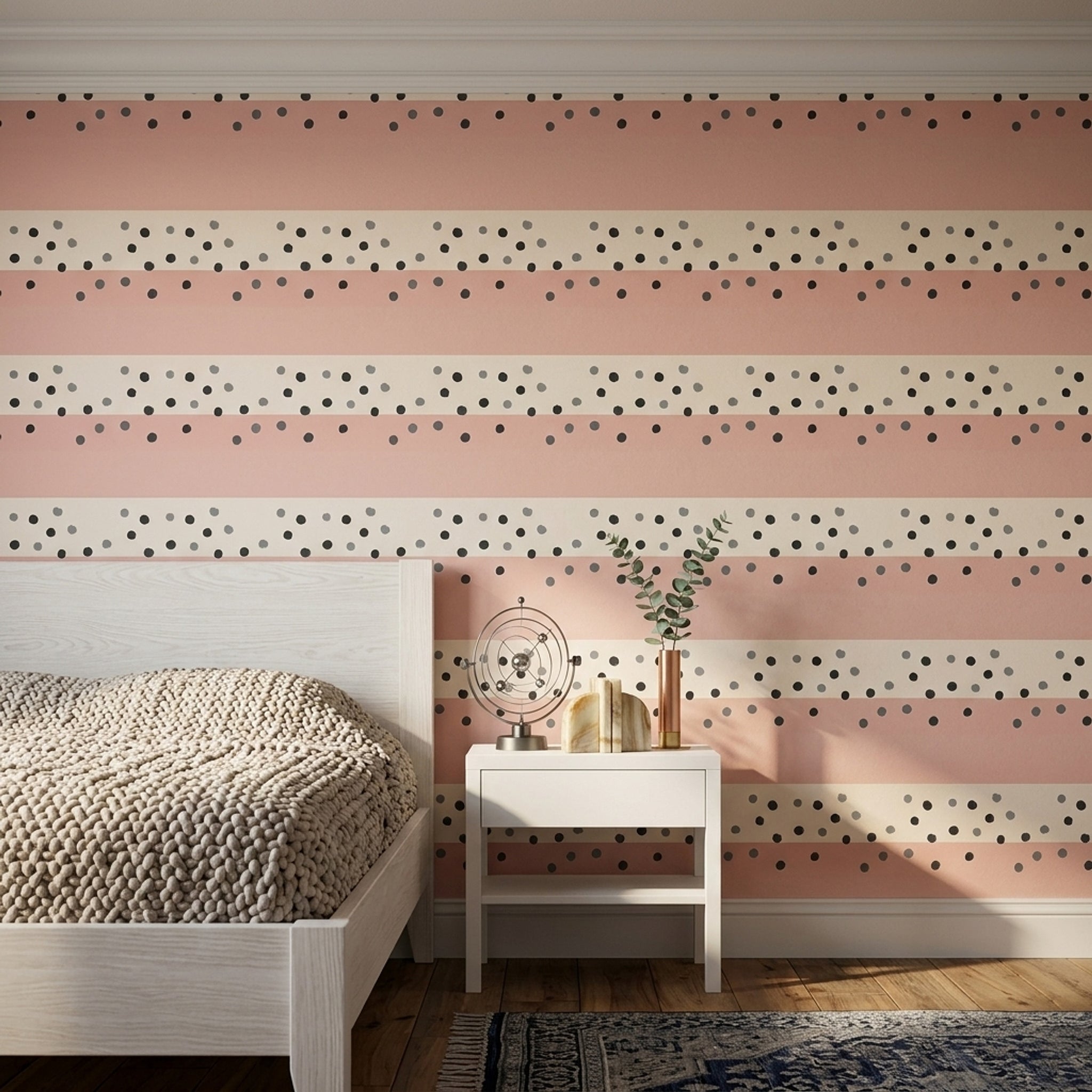 Abstract Wallpaper Polka Dots Blush Pink Decorative Mural