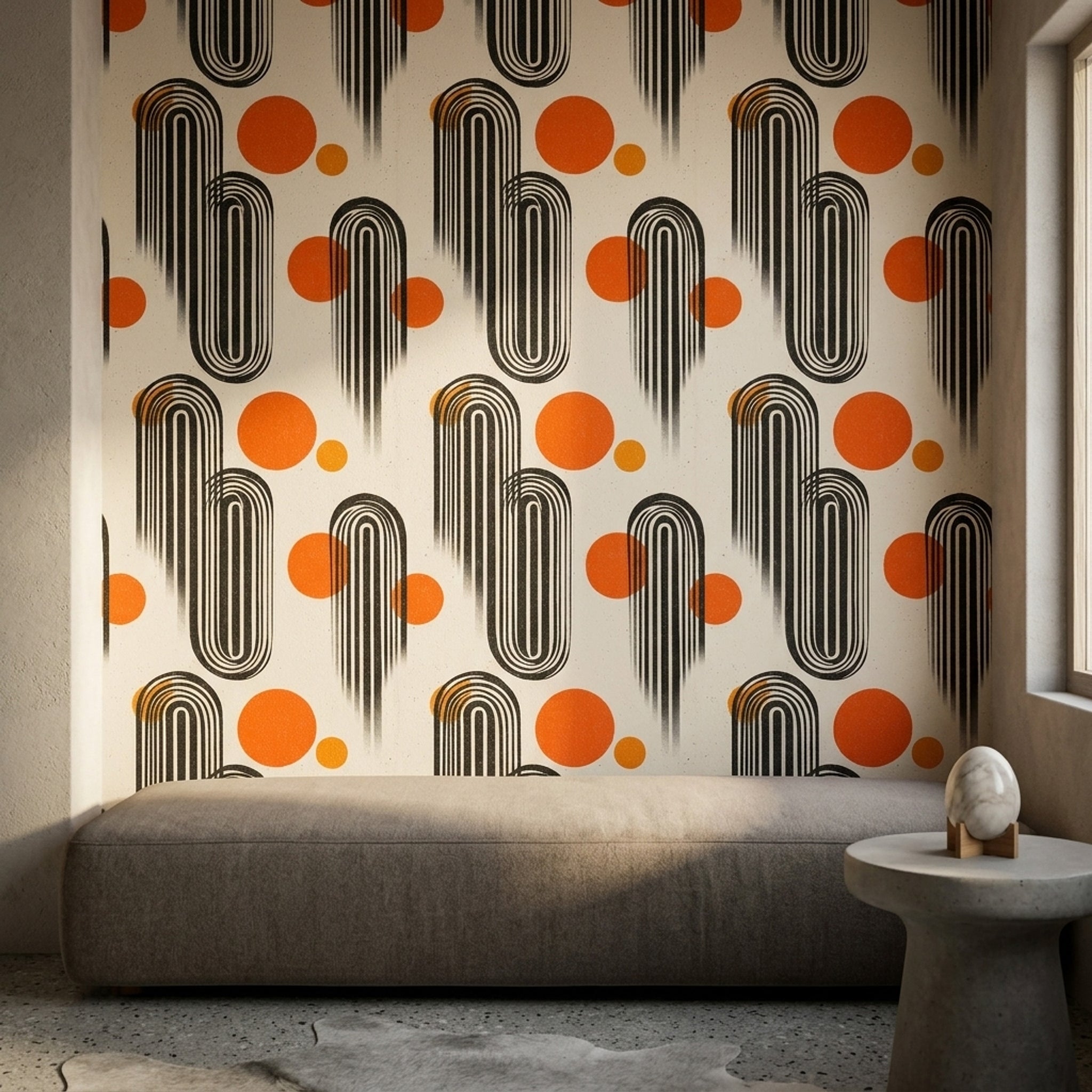 Mid Century Modern Wallpaper Retro Modern Removable Geometric Wall Double Roll