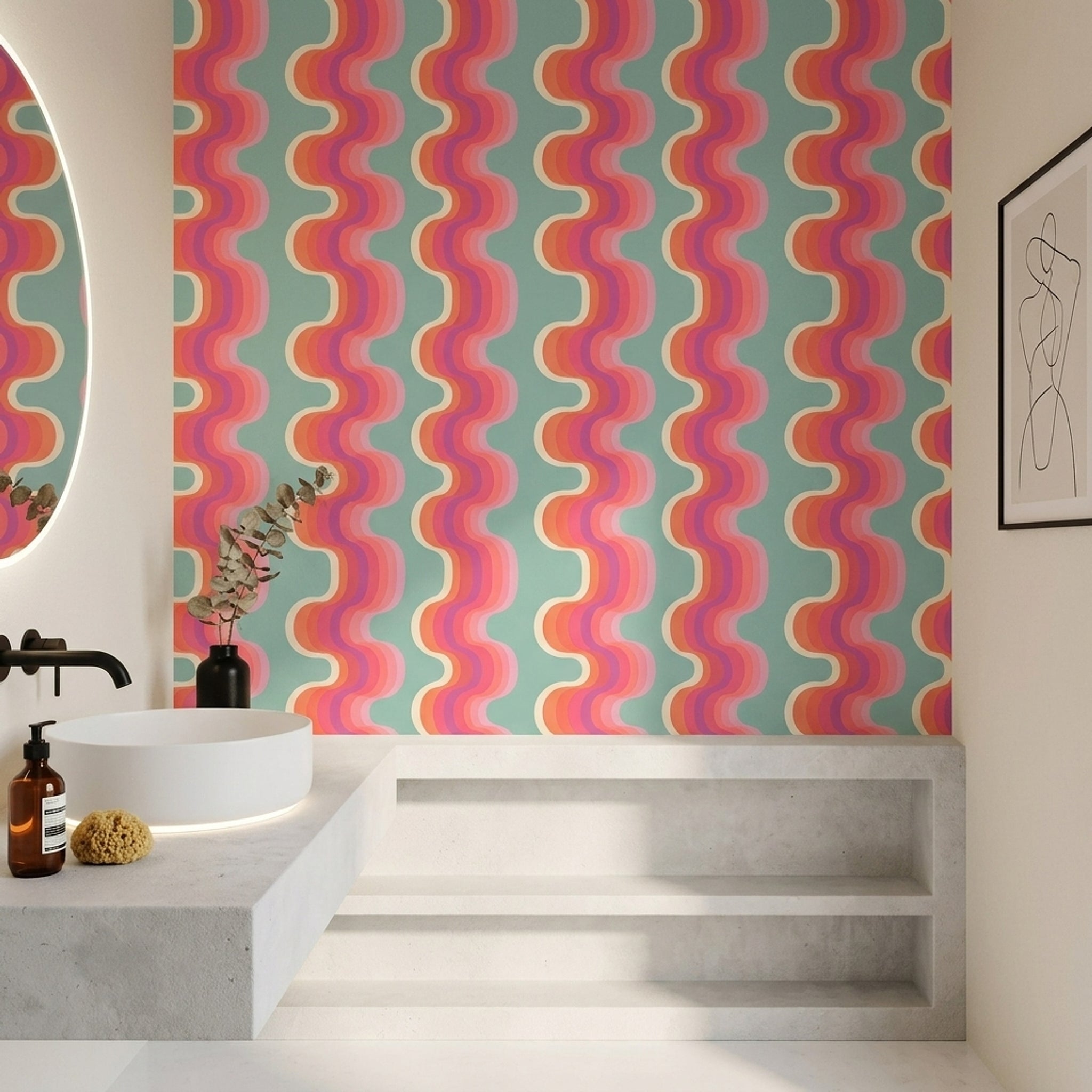 Mid Century Modern Wallpaper Retro Abstract Decorative Mural