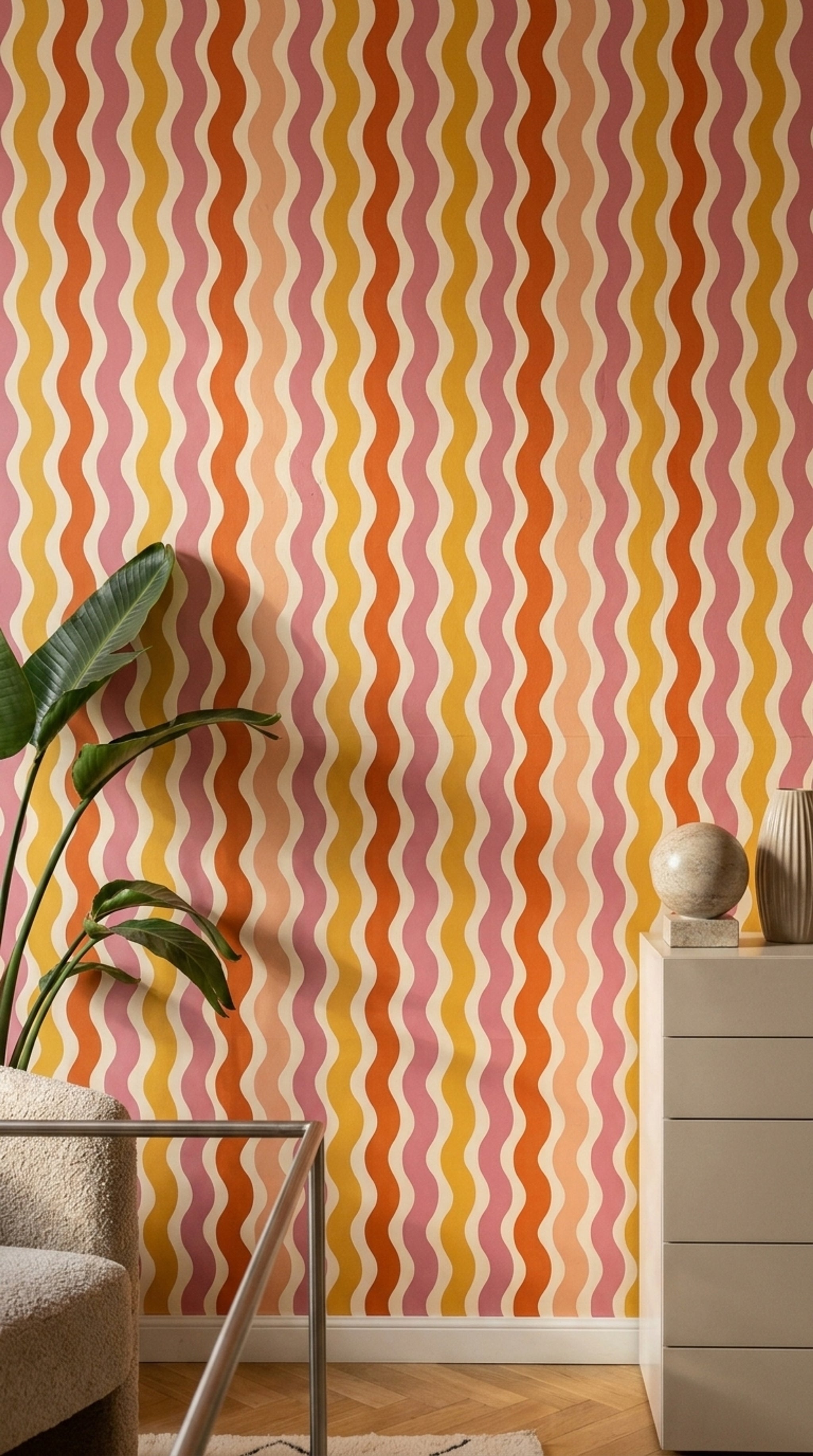 Mid Century Modern Wallpaper Retro Removable Geometric Wall Double Roll