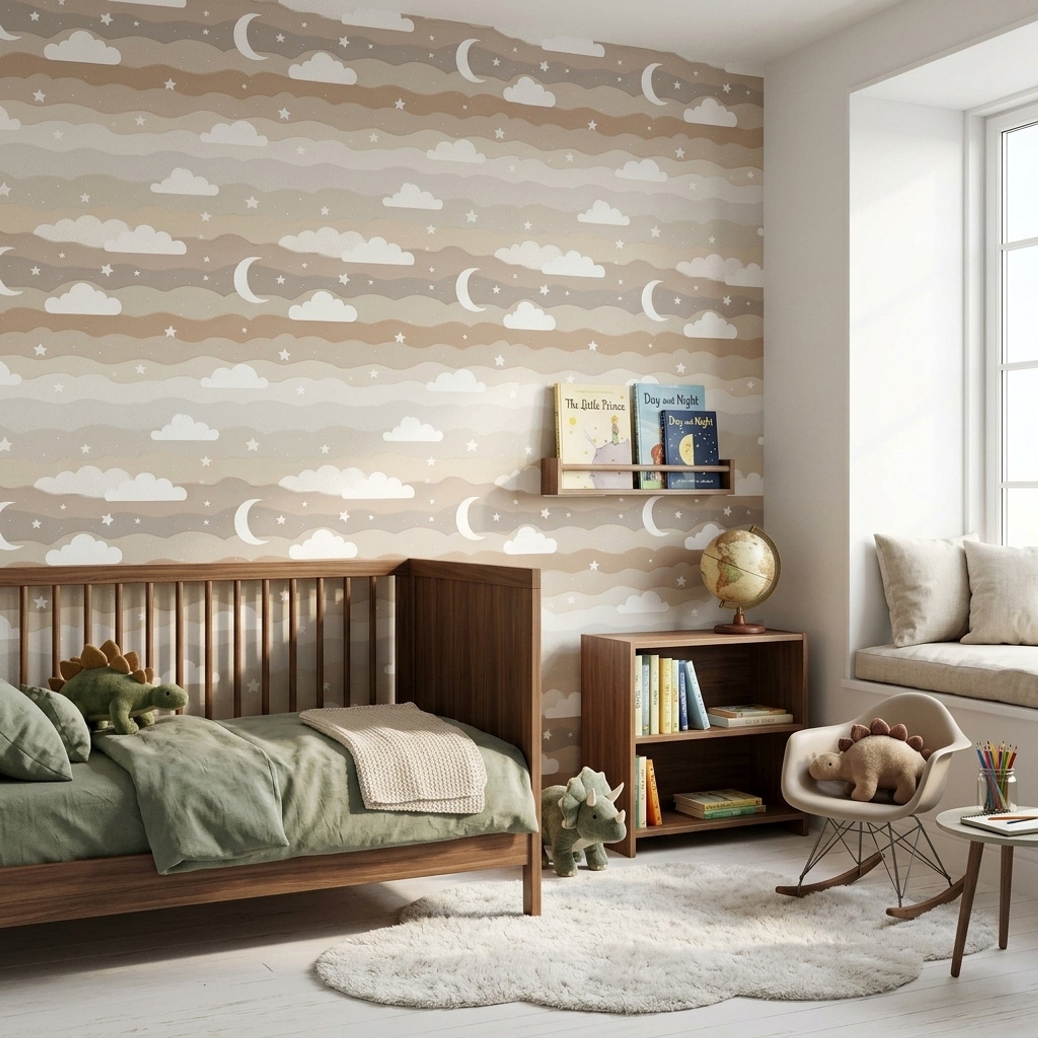 Neutral Sky Wallpaper Clouds Removable Stars Wall Double Roll