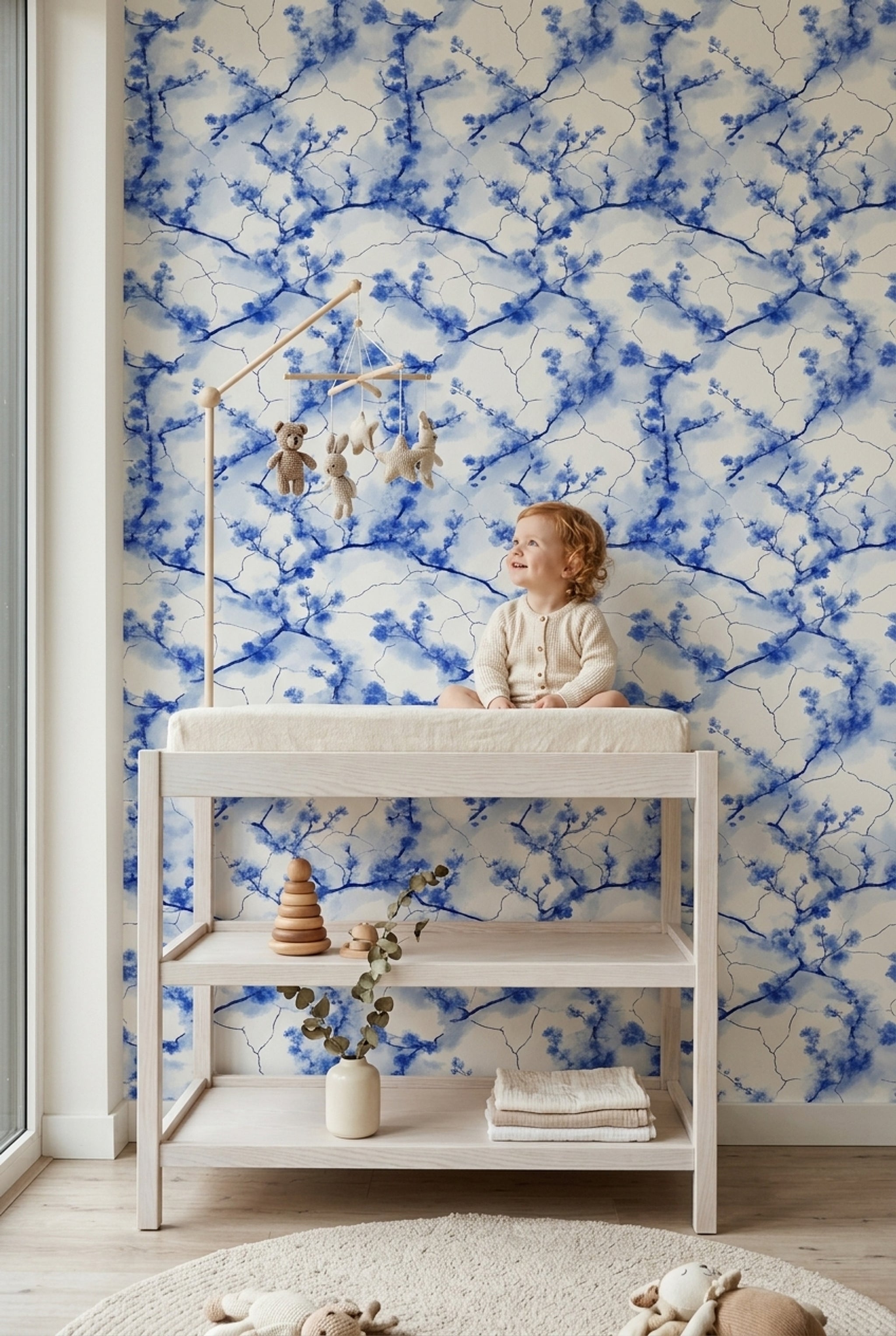 White Background Wallpaper Minimal Floral Decorative Mural