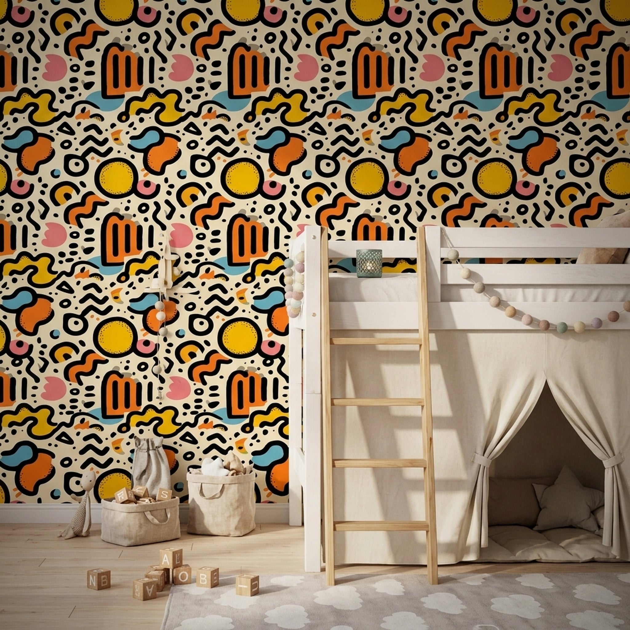 Memphis Style Wallpaper Abstract Removable Modern Wall Double Roll