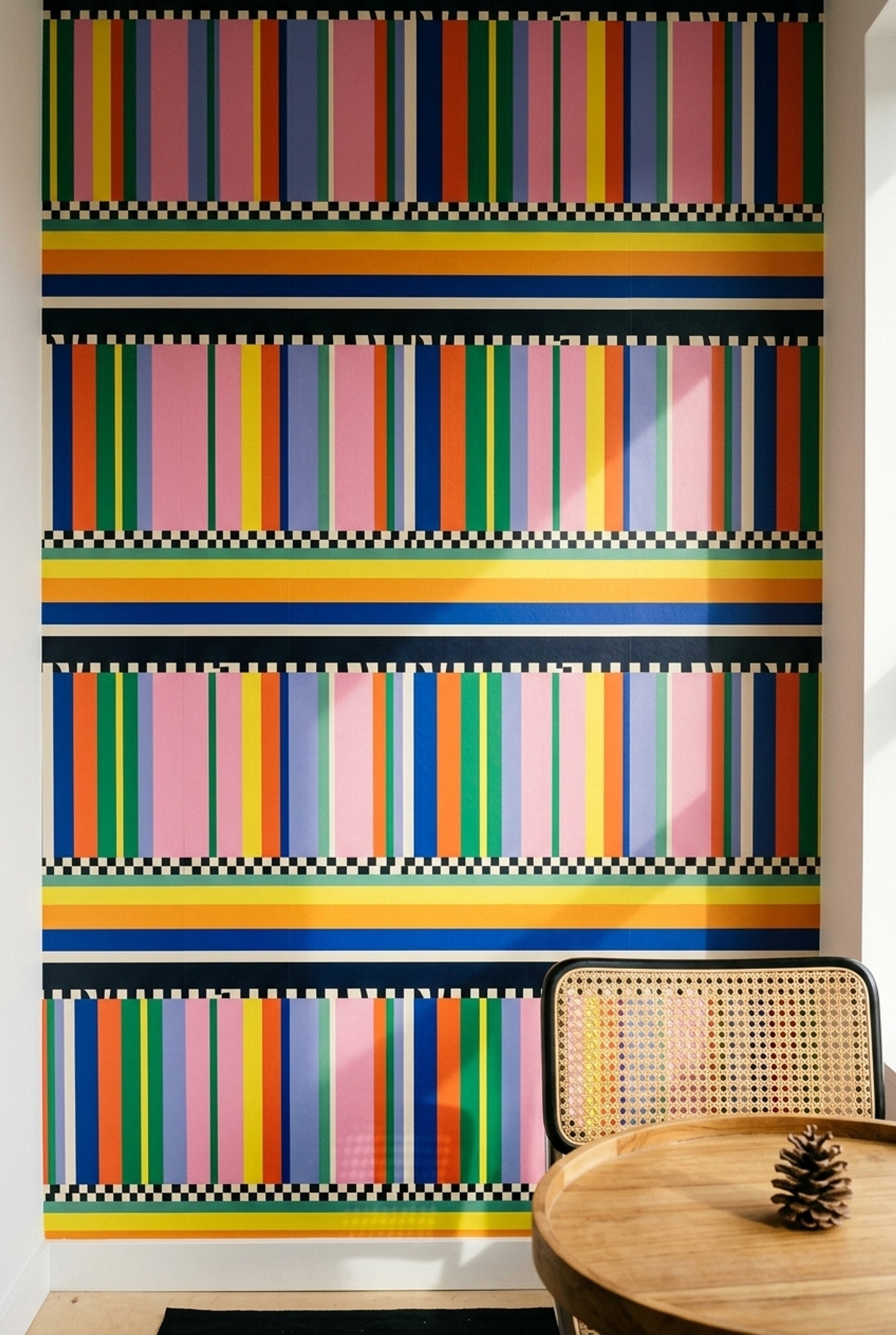 Color Block Wallpaper Geometric Striped Removable Wall Decor