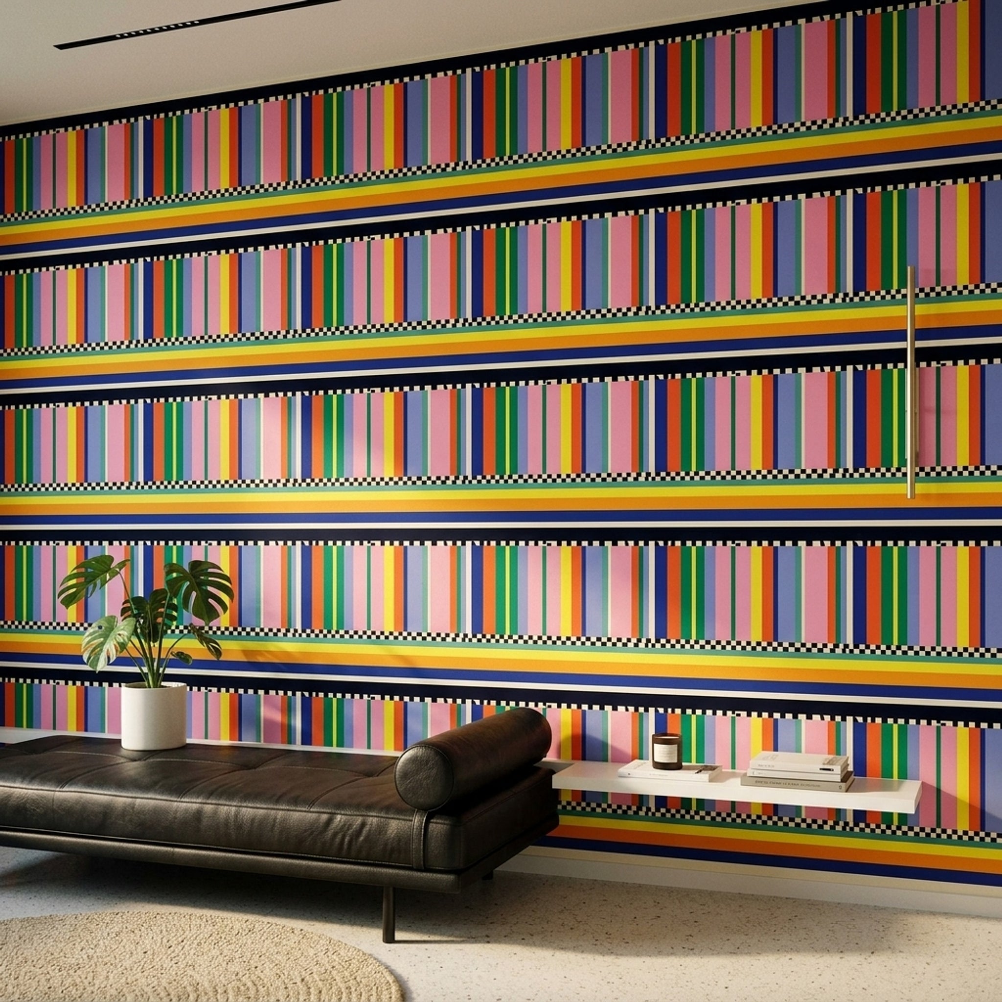 Color Block Wallpaper Geometric Striped Removable Wall Decor