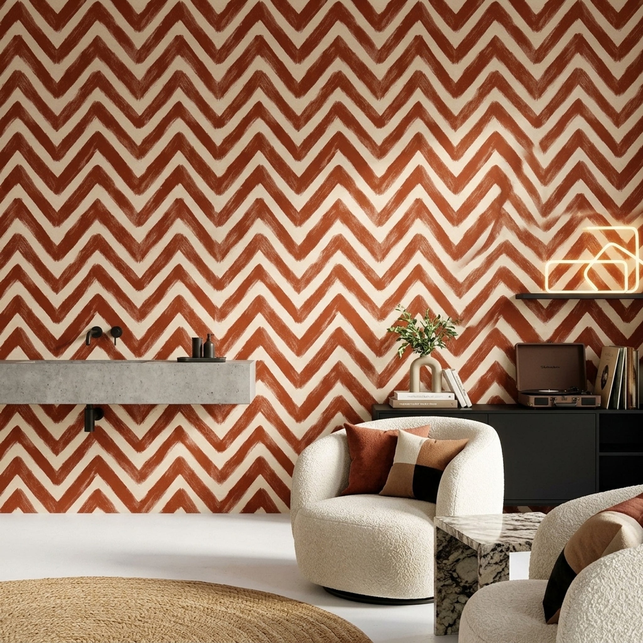 Chevron Wallpaper Zigzag Geometric Removable Wall Decor
