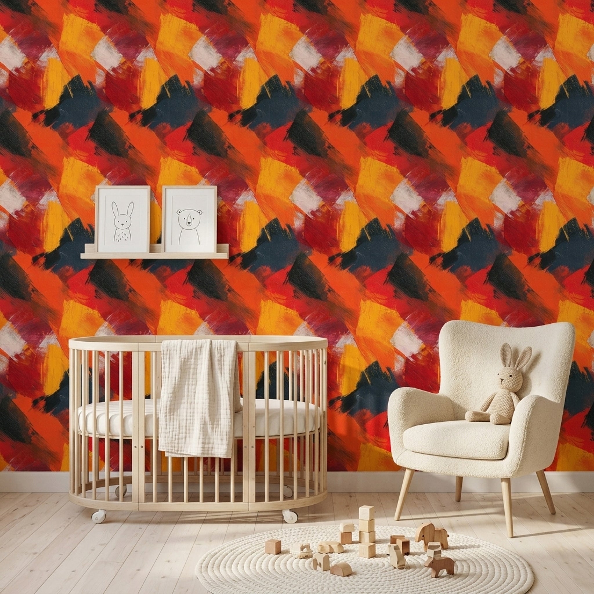 Bold Brushstrokes Wallpaper Textured Paint Removable Geometric Blocks Wall Double Roll