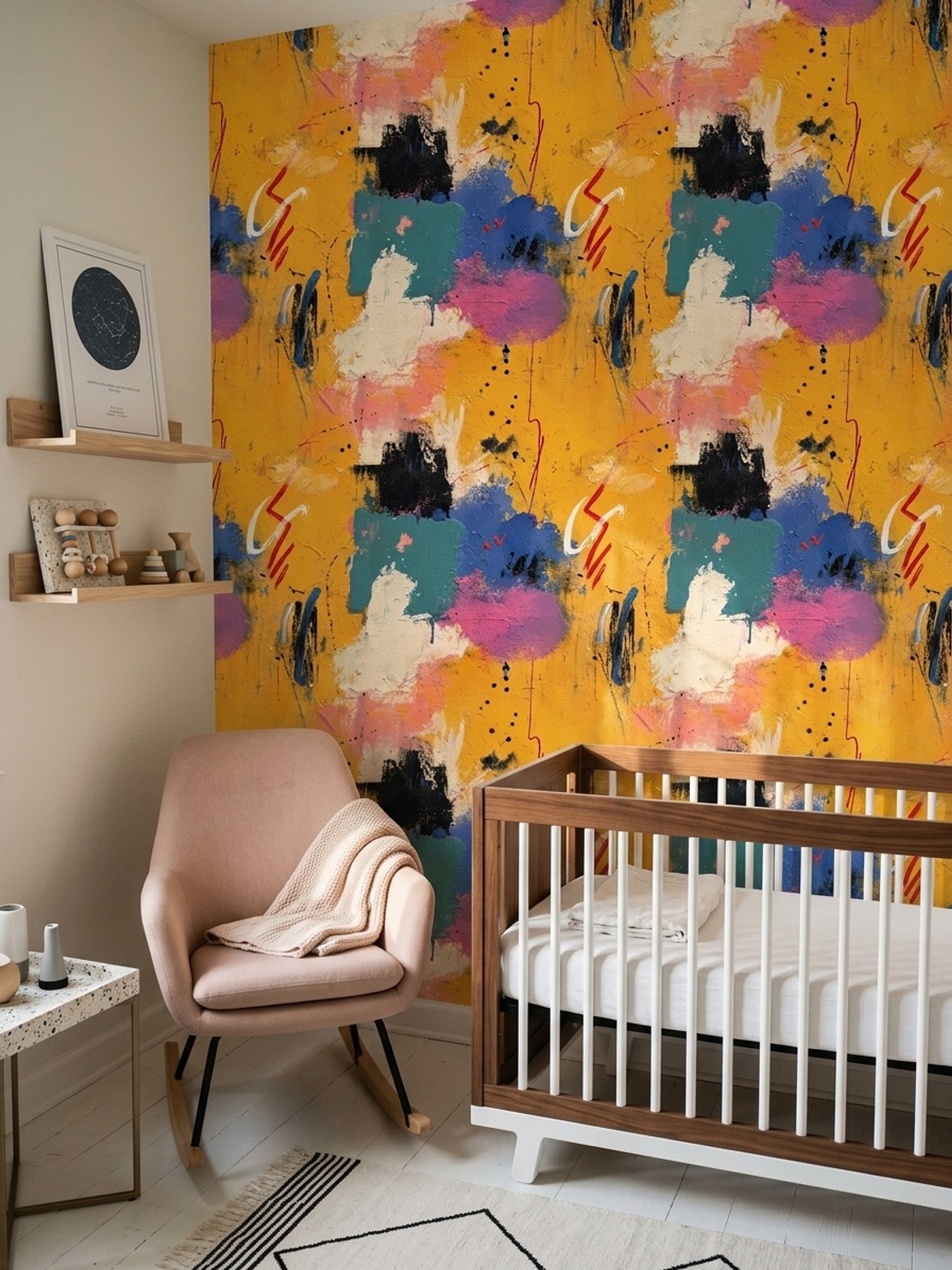 Mustard Yellow Wallpaper Textured Paint Color Blocks Removable Wall Decor