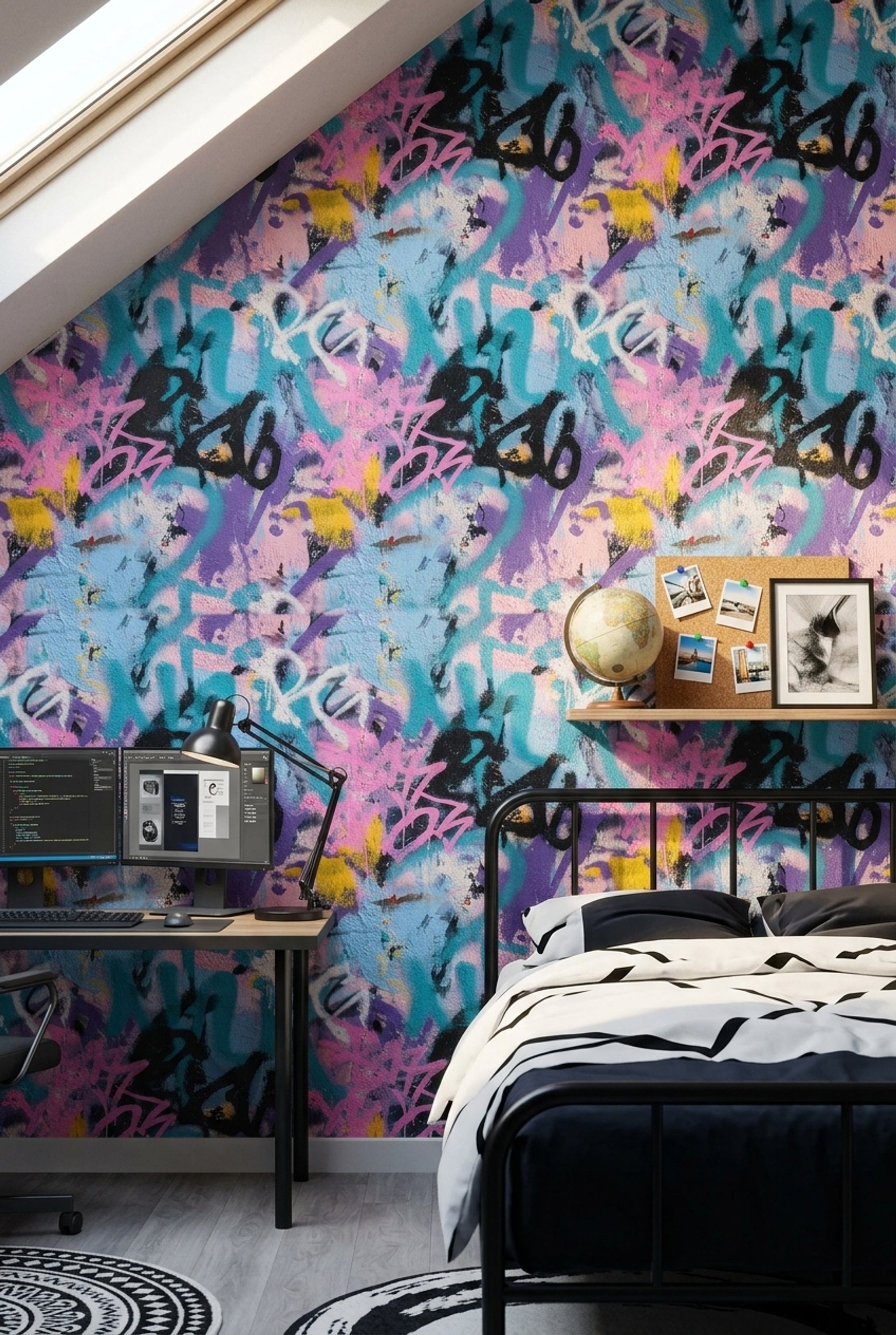 Concrete Wall Wallpaper Urban Texture Removable Street Art Wall Double Roll