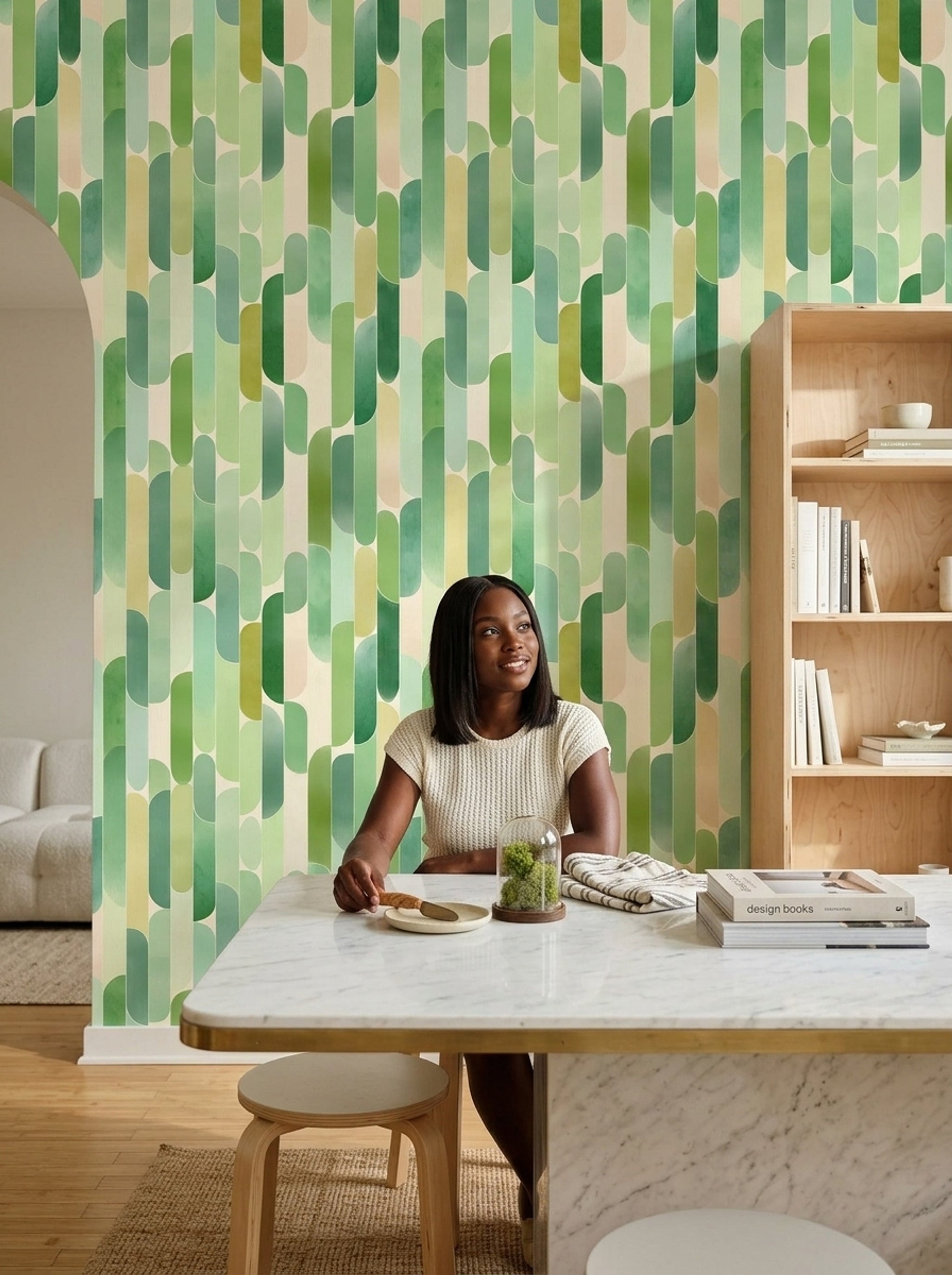 Watercolor Texture Wallpaper Mid Century Modern Decorative Mural