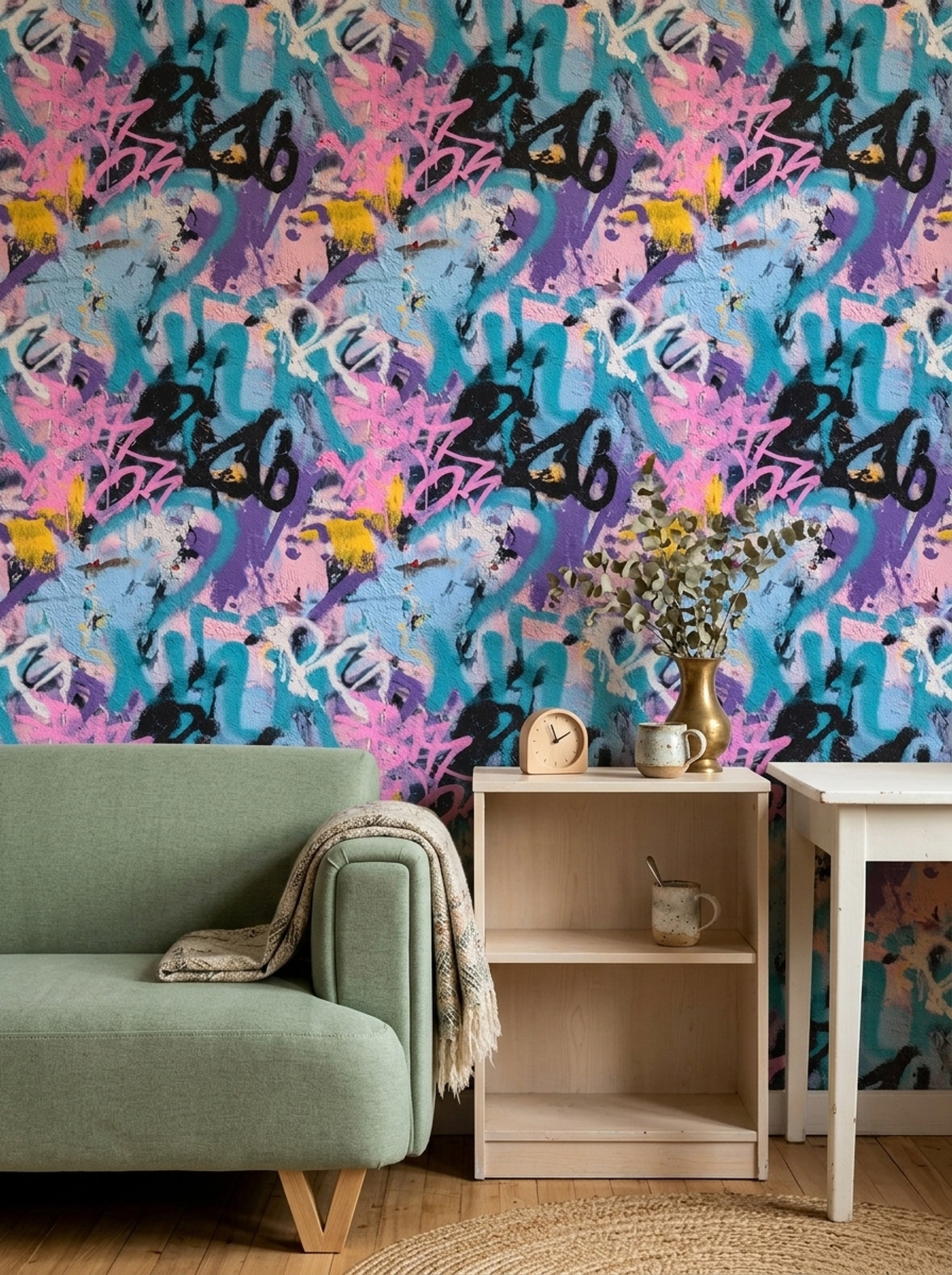 Concrete Wall Wallpaper Urban Texture Removable Street Art Wall Double Roll