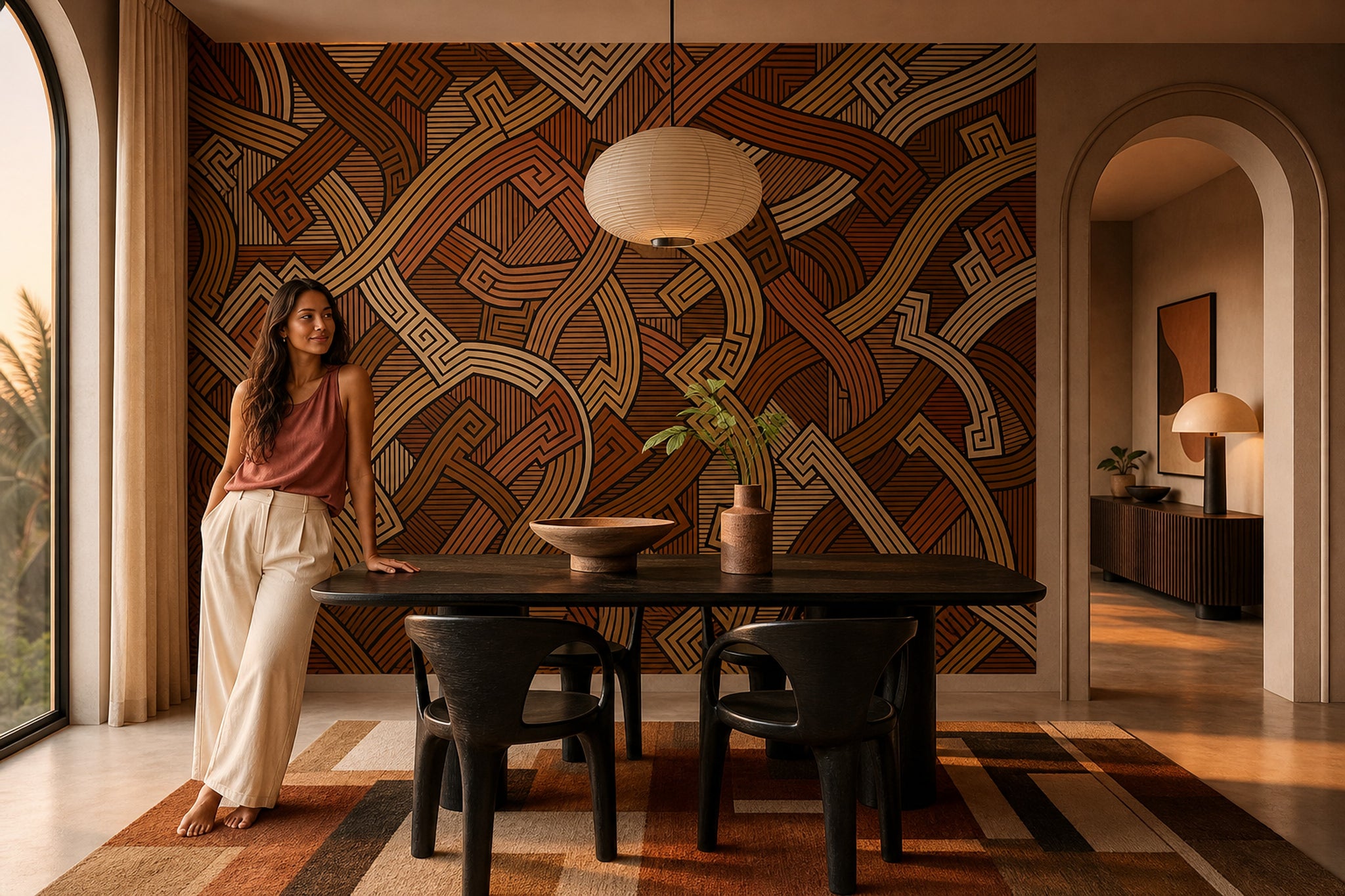 Geometric Wallpaper Abstract Greek Key Removable Wall Decor