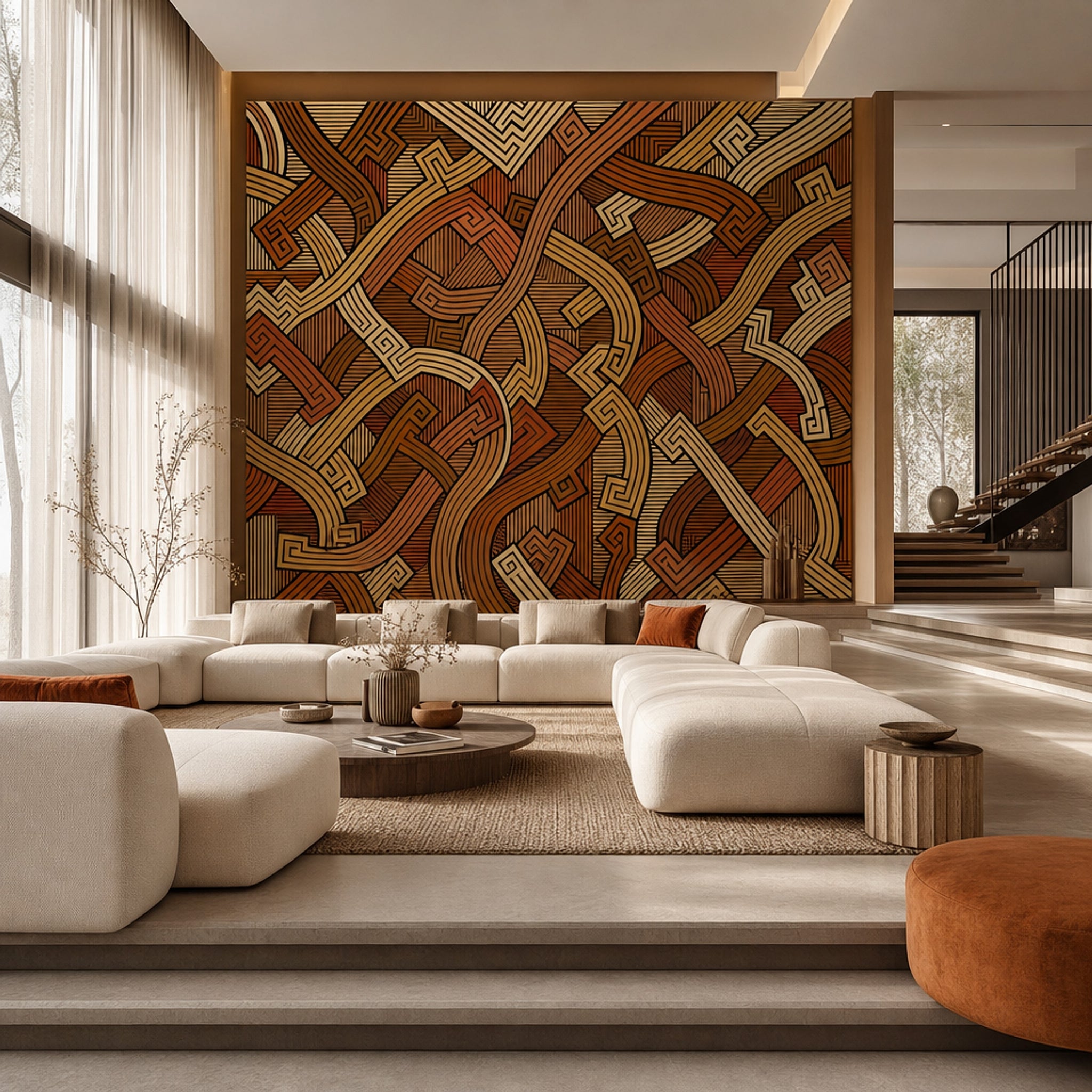 Geometric Wallpaper Abstract Greek Key Removable Wall Decor