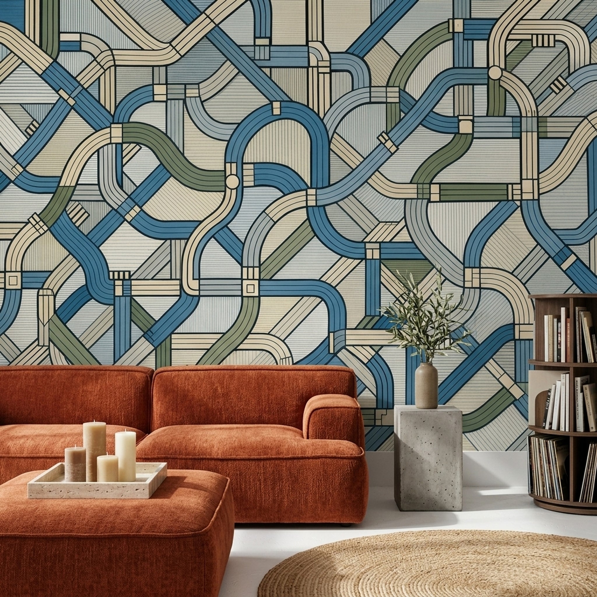 Mid Century Modern Wallpaper Retro Geometric Wall Mural