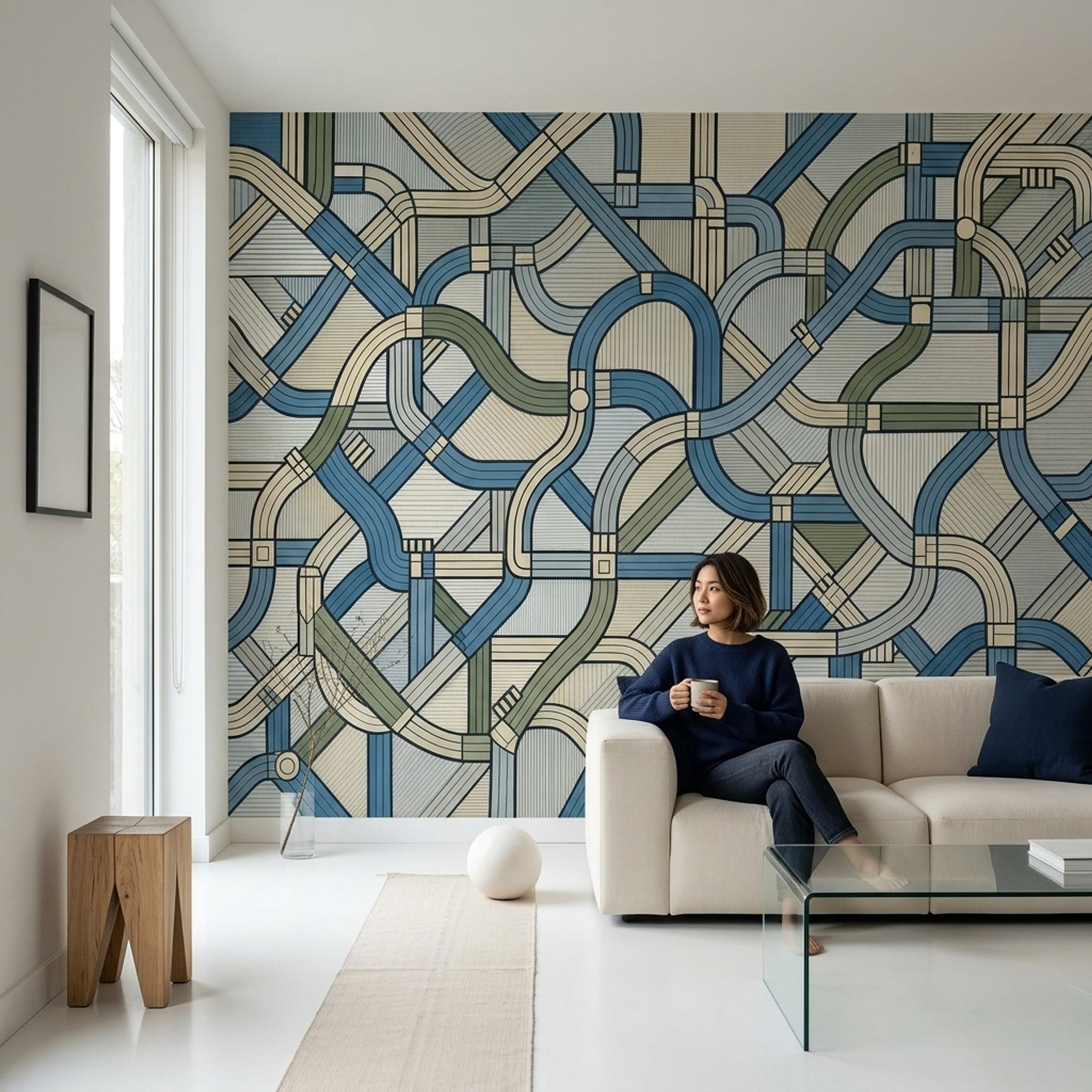 Mid Century Modern Wallpaper Retro Geometric Wall Mural