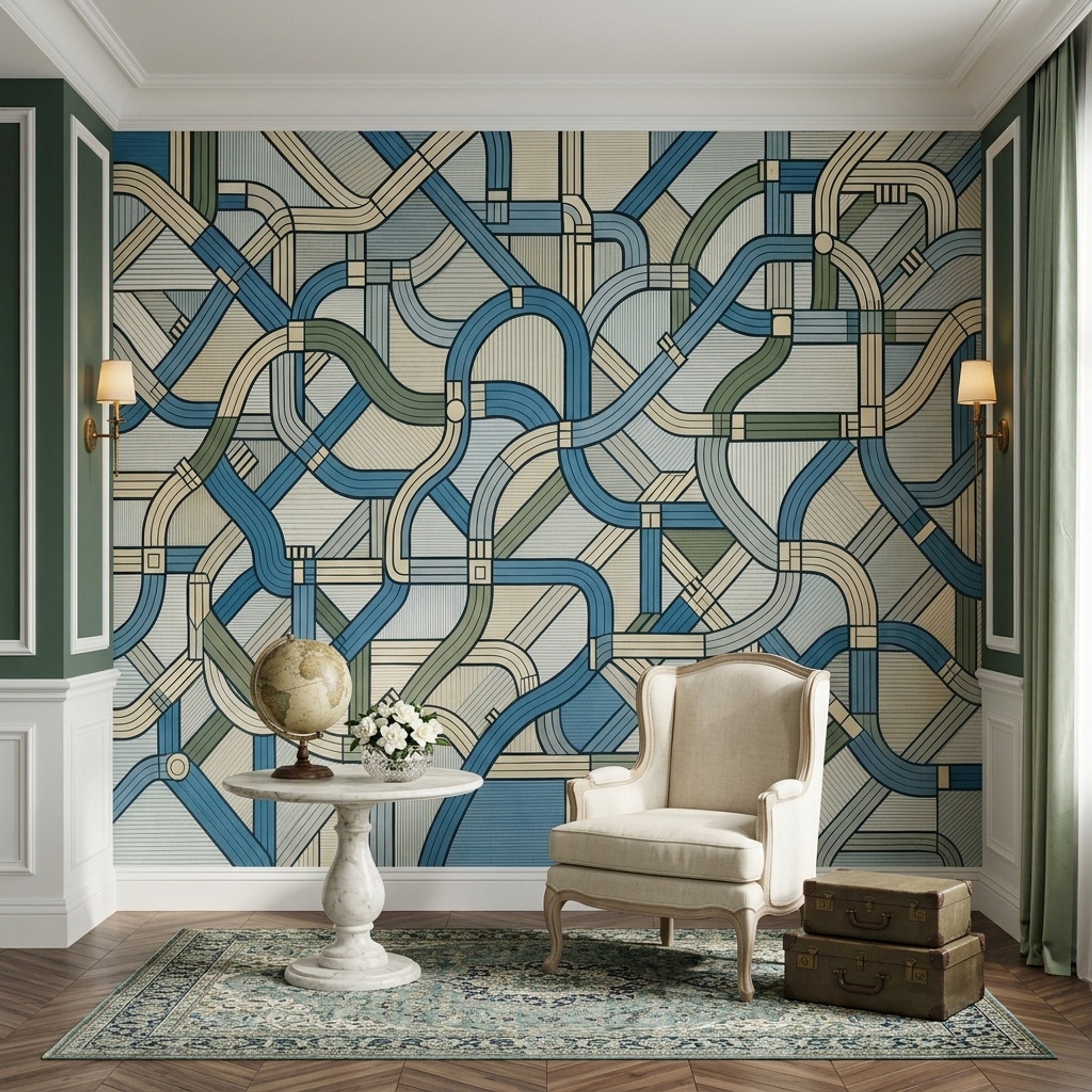 Mid Century Modern Wallpaper Retro Geometric Wall Mural
