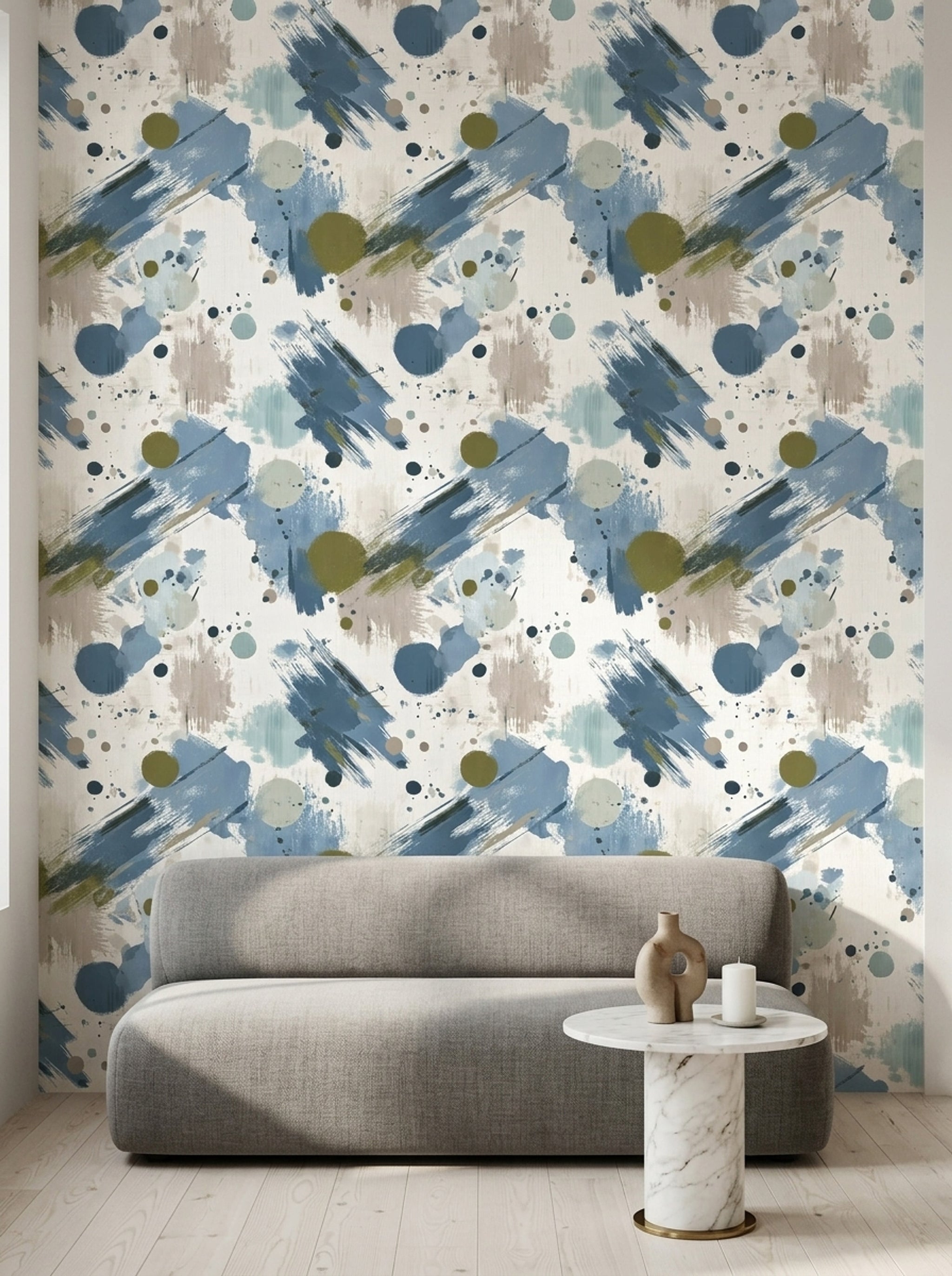 Abstract Wallpaper Painterly Brush Strokes Removable Wall Decor