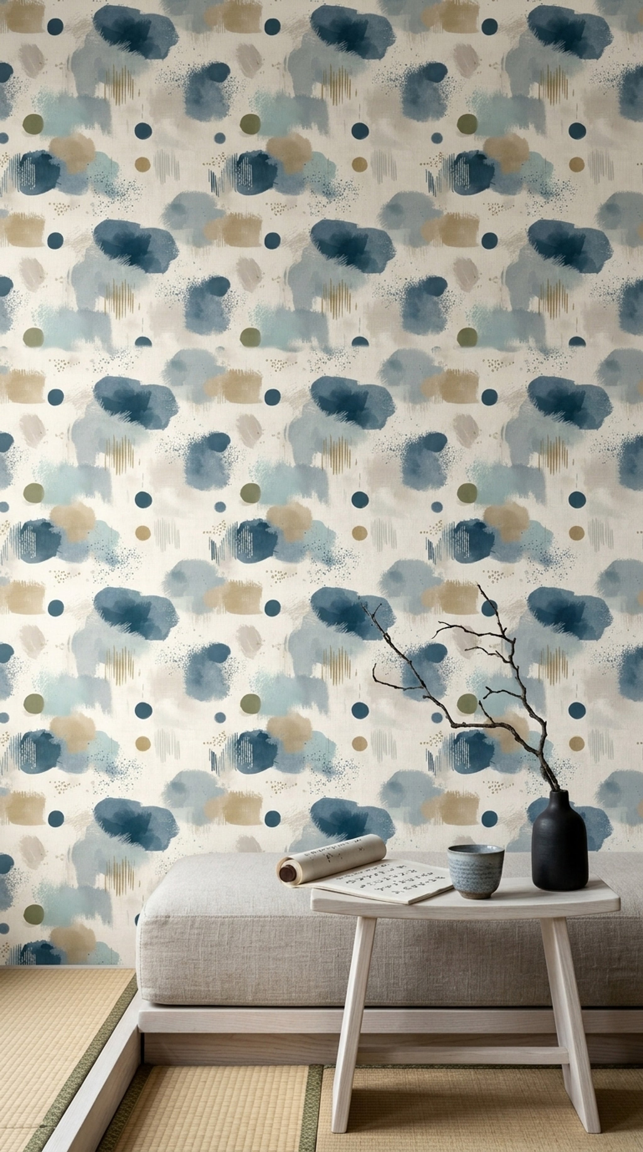 Abstract Watercolor Wallpaper Blue Brushstrokes Paint Splatter Decorative Mural