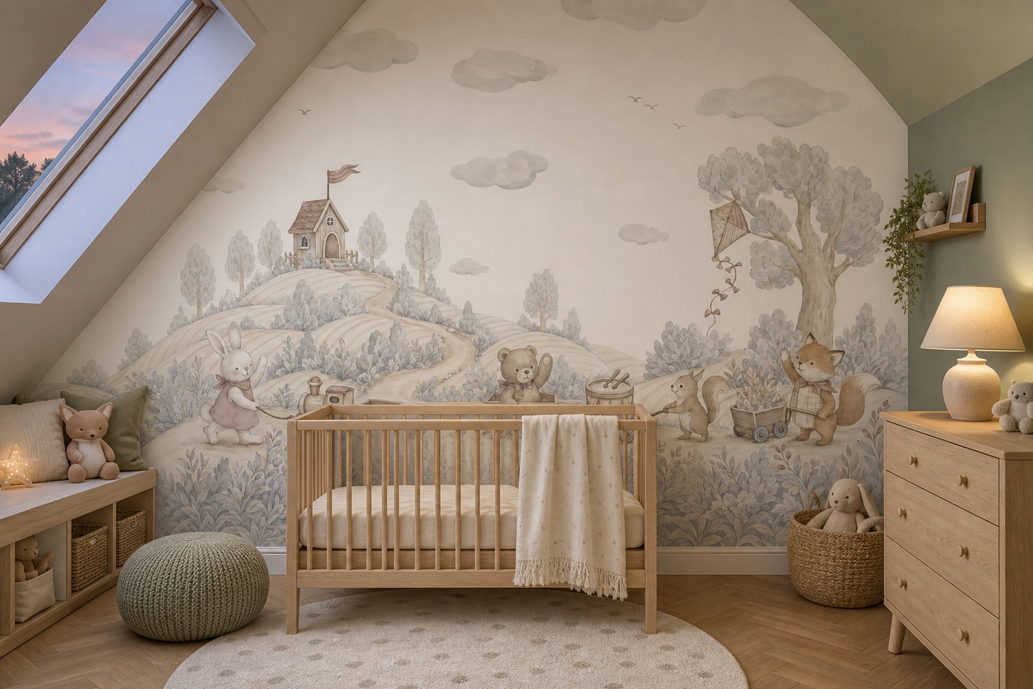 Storybook Wallpaper Watercolor Nursery Wall Mural