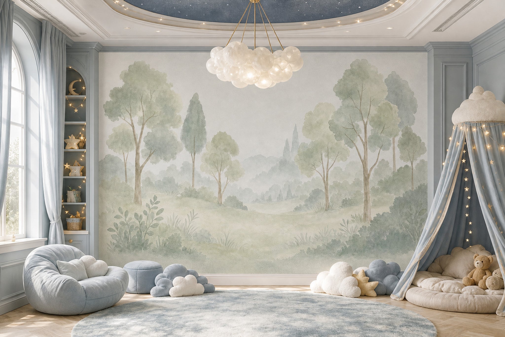 Misty Forest Wallpaper Forest Sage Green Removable Wall Decor