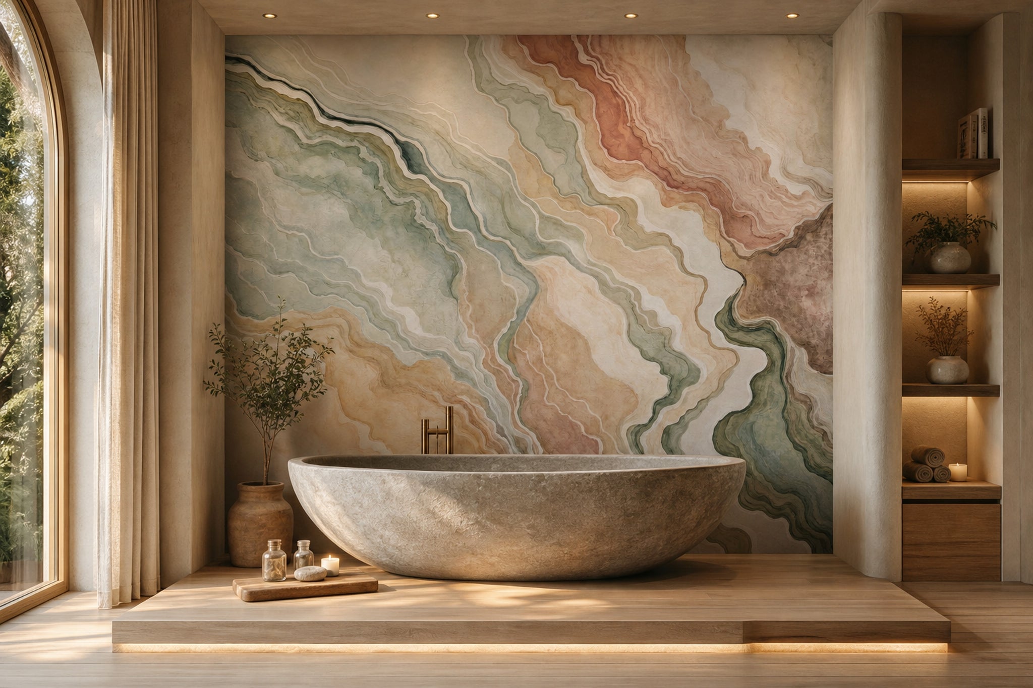Abstract Marble Wallpaper Agate Geode Topographic Lines Wall Mural